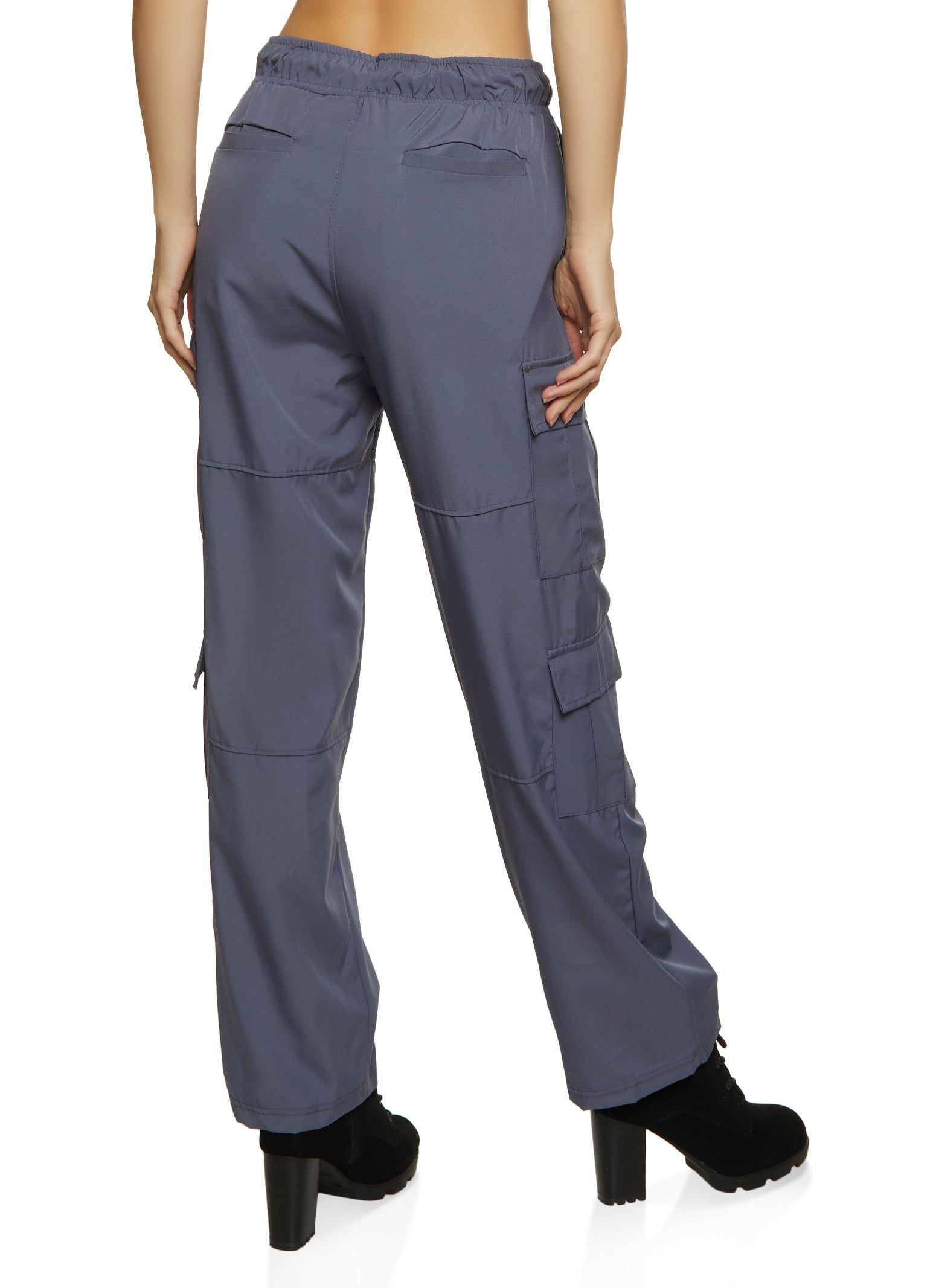 Flap Pocket Drawstring Waist Parachute Pants sold by Rainbow product image thumbnail 3