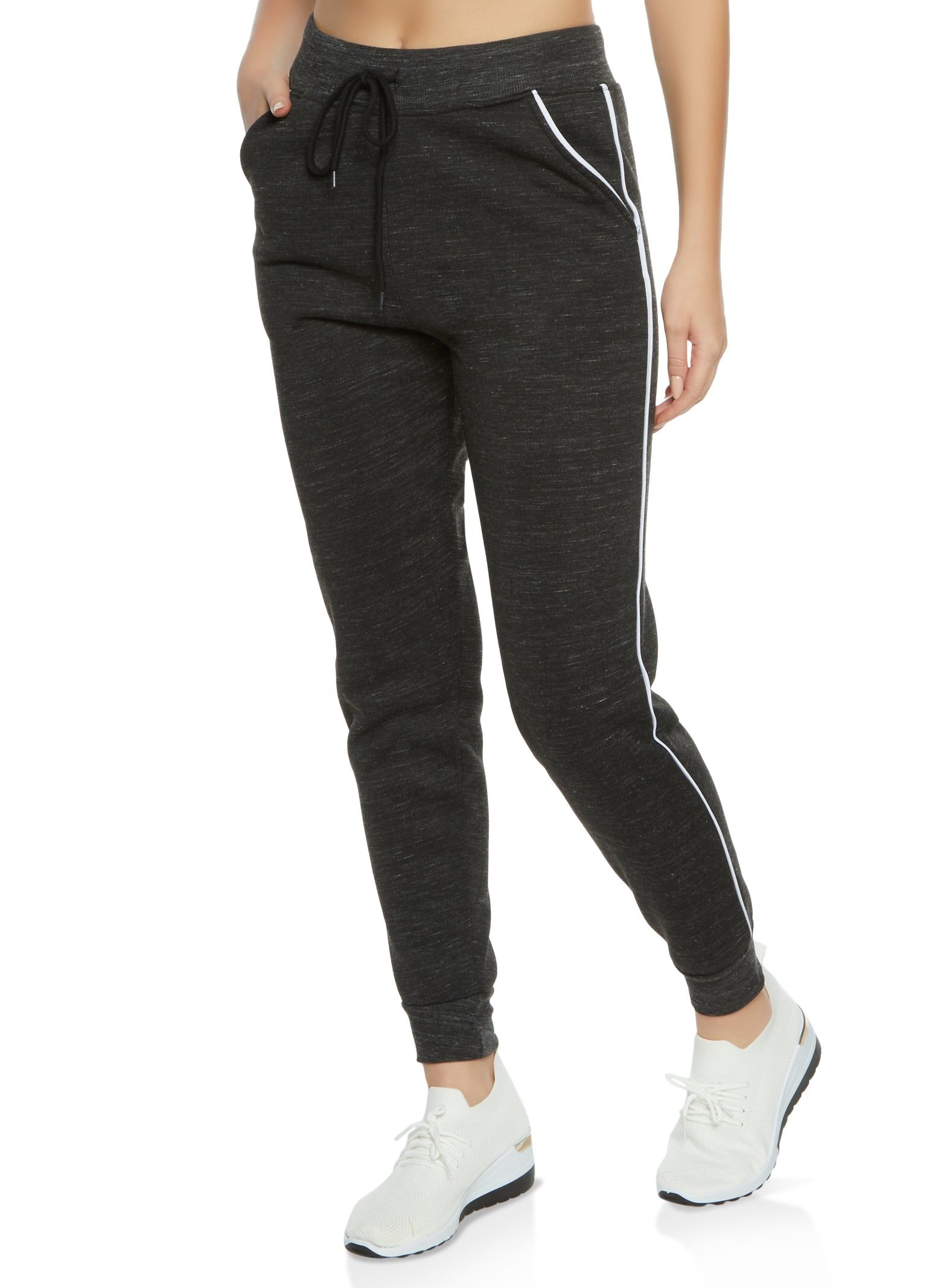 Marled Contrast Side Trim Joggers sold by Rainbow