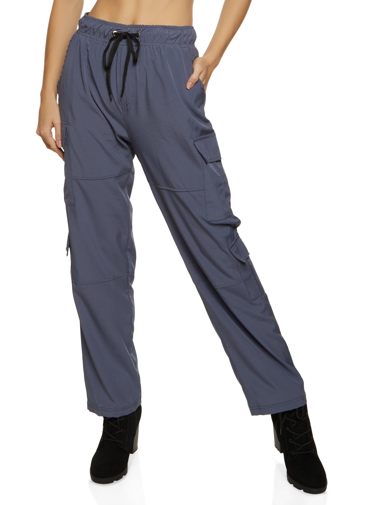 Flap Pocket Drawstring Waist Parachute Pants sold by Rainbow