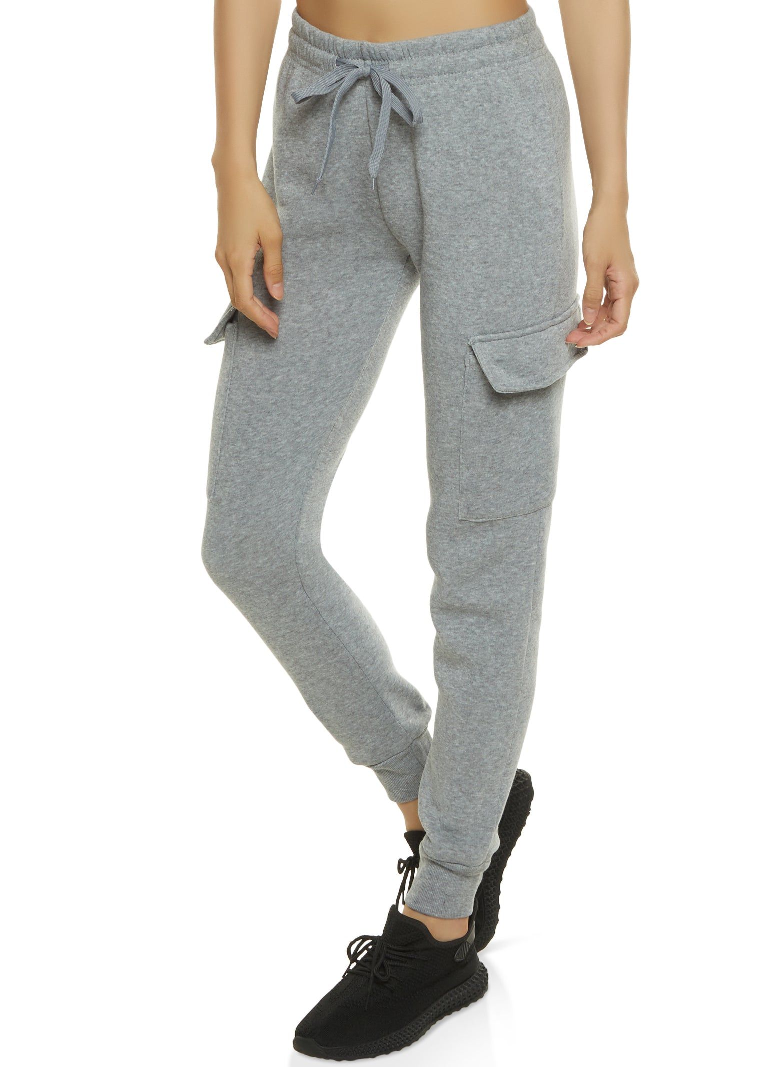 Solid Drawstring Cargo Pocket Joggers sold by Rainbow