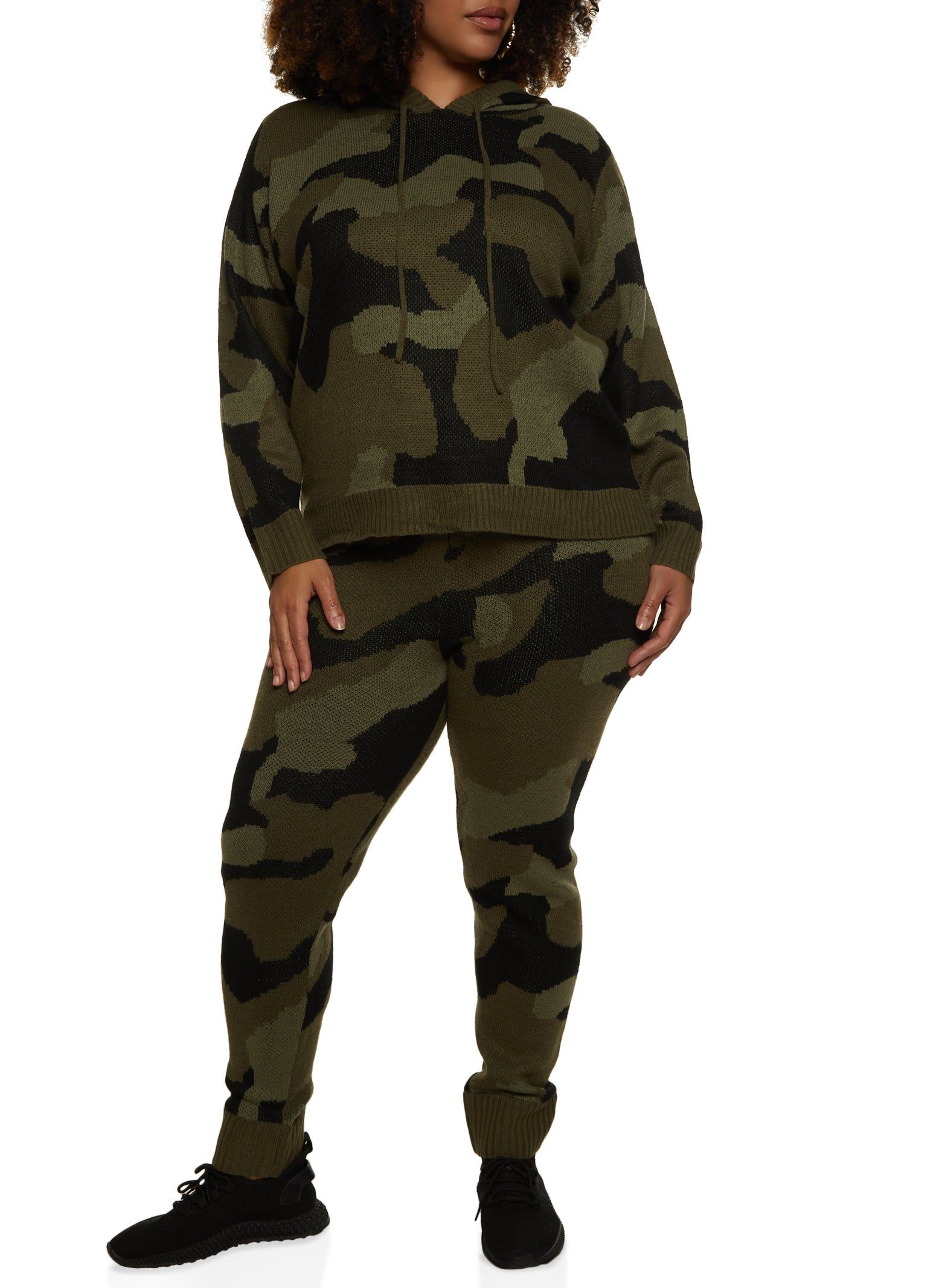 Plus Size Camo Knit Pullover Hoodie sold by Rainbow product image thumbnail 2