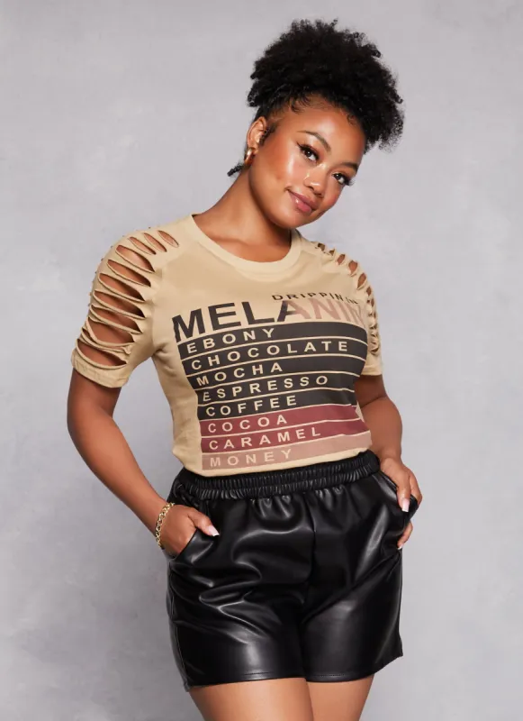 Plus Size Melanin Laser Cut Graphic T Shirt sold by Rainbow