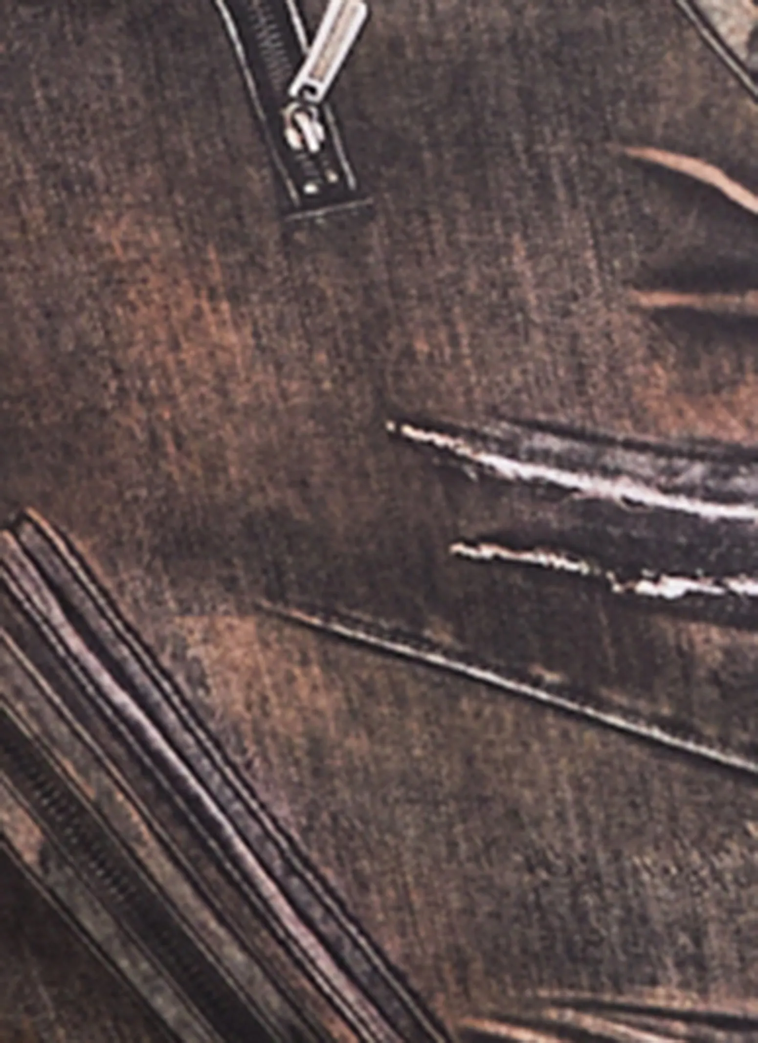 Plus Size Zipper Denim Print Skirt sold by Rainbow product image thumbnail 4