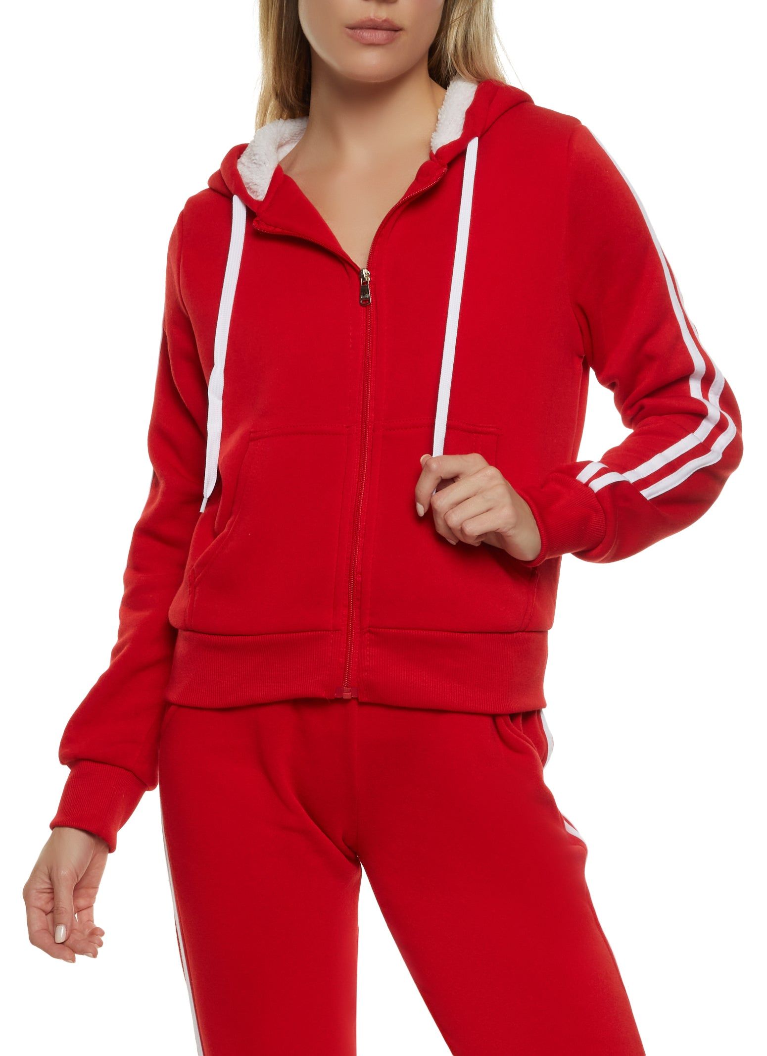 Varsity Stripe Zip Front Hoodie sold by Rainbow