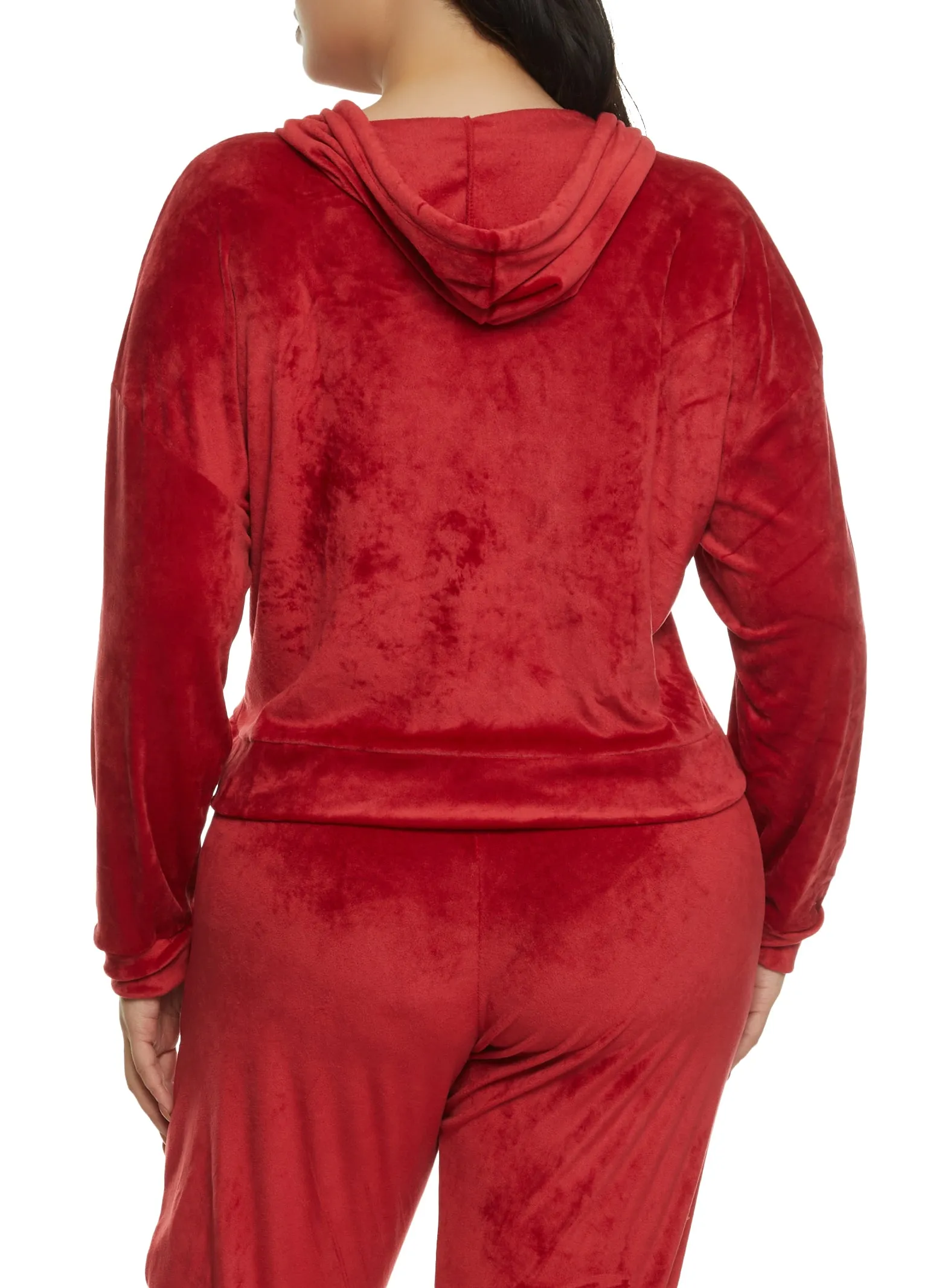 Plus Size Velour Zip Front Hooded Sweatshirt sold by Rainbow product image thumbnail 3