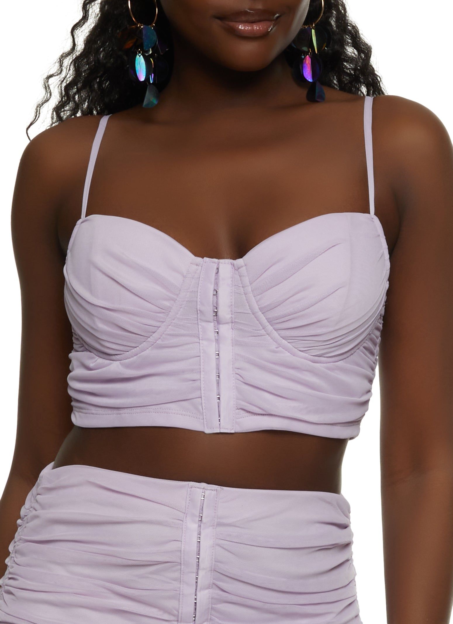 Hook and Eye Front Ruched Bustier Cami sold by Rainbow