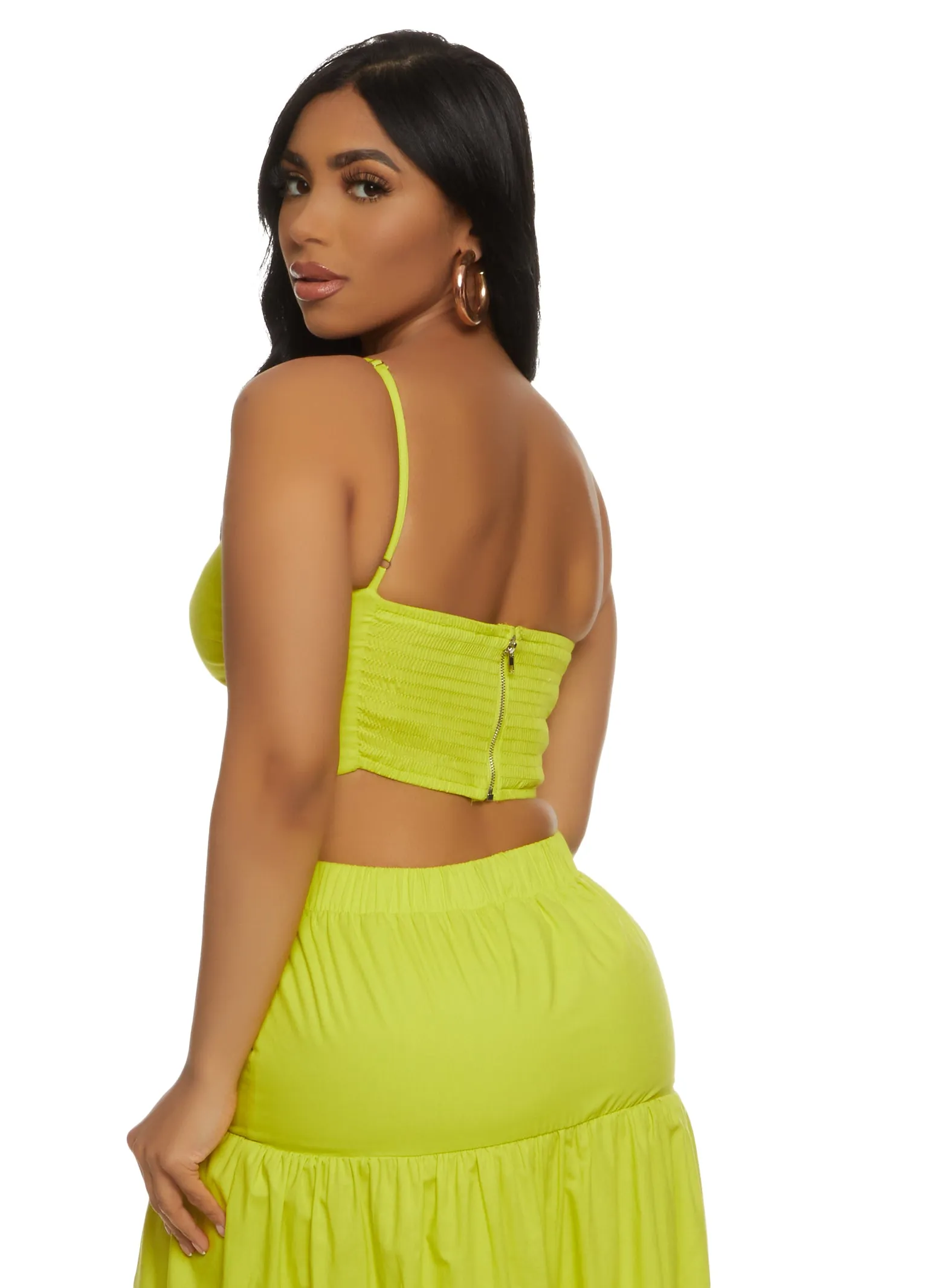 Poplin Twist Front Cut Out Crop Top sold by Rainbow product image thumbnail 3