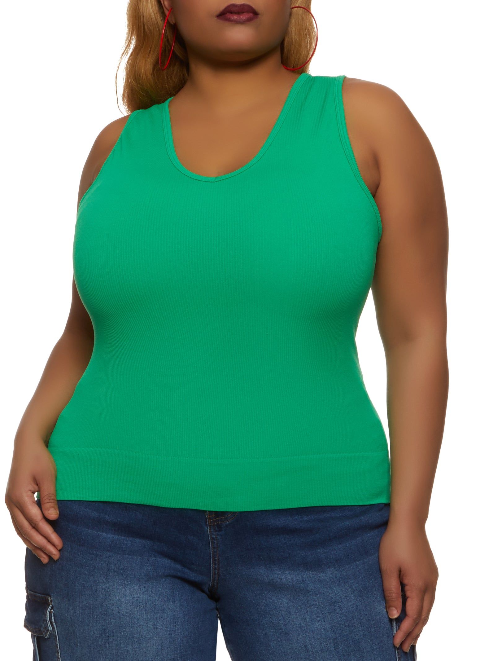 Plus Size Basic Seamless Tank Top sold by Rainbow