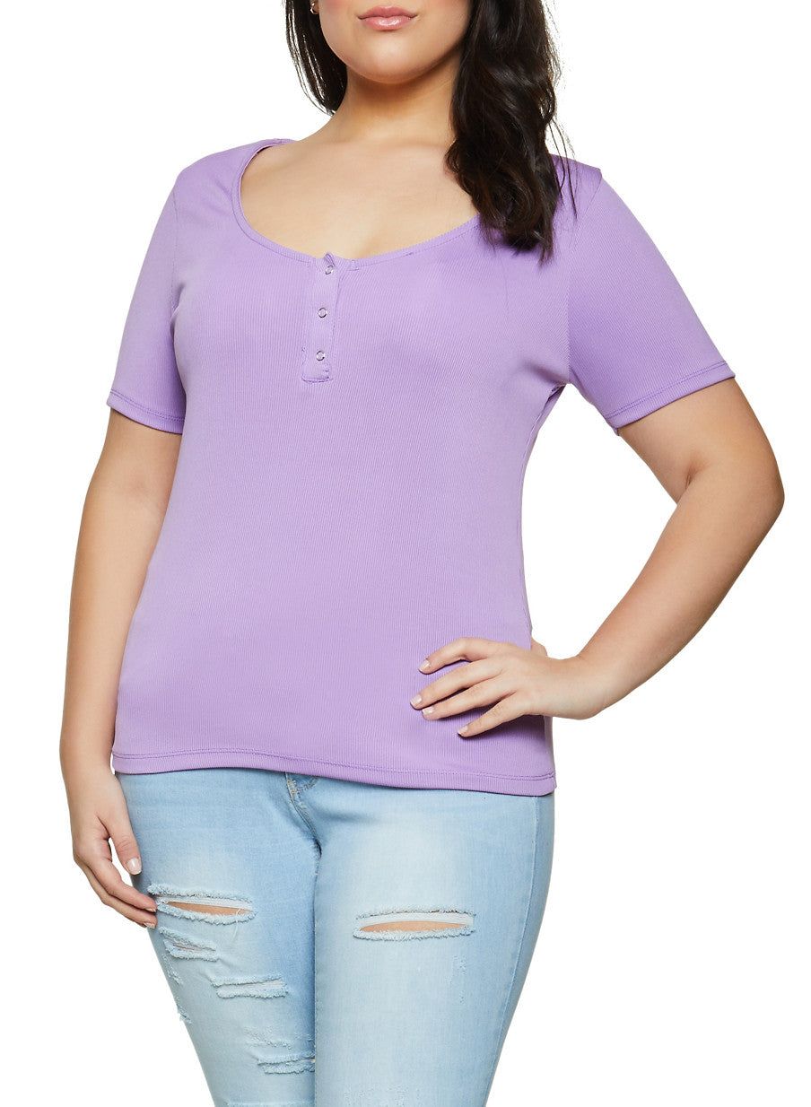 Plus Size Snap Button Top sold by Rainbow