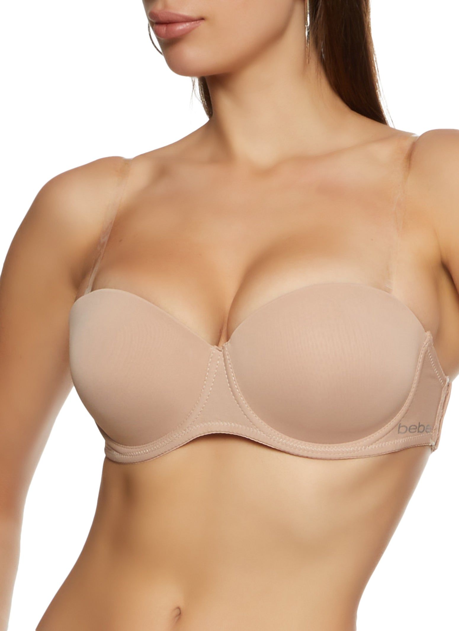 Bebe Clear Back Strap Convertible Balconette Bra sold by Rainbow