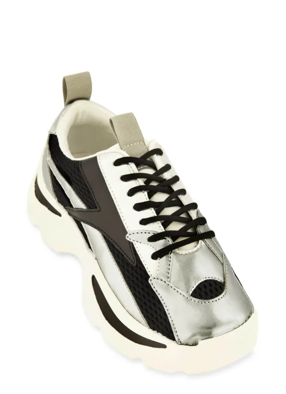 Color Block Lace Up Chunky Sneakers sold by Rainbow