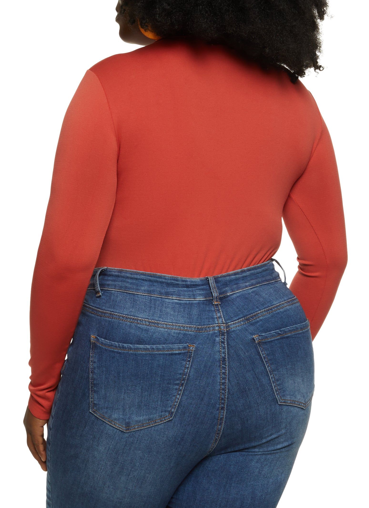 Plus Size Seamless Mock Neck Long Sleeve Bodysuit sold by Rainbow product image thumbnail 3