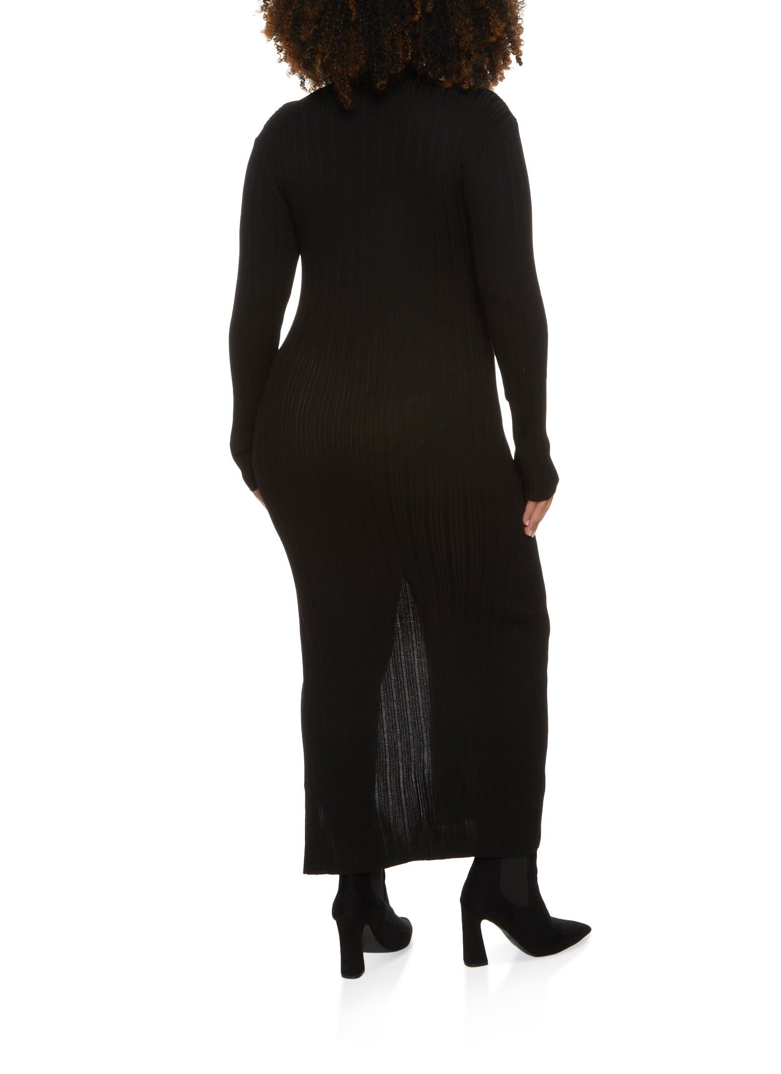 Plus Size Ribbed Knit Side Slit Maxi Dress sold by Rainbow product image thumbnail 3
