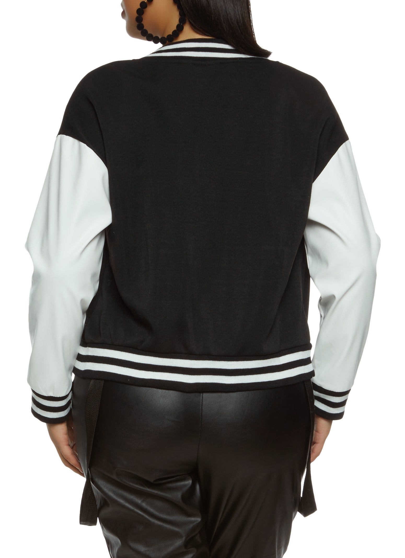 Plus Size Color Block Patch Varsity Jacket sold by Rainbow product image thumbnail 2