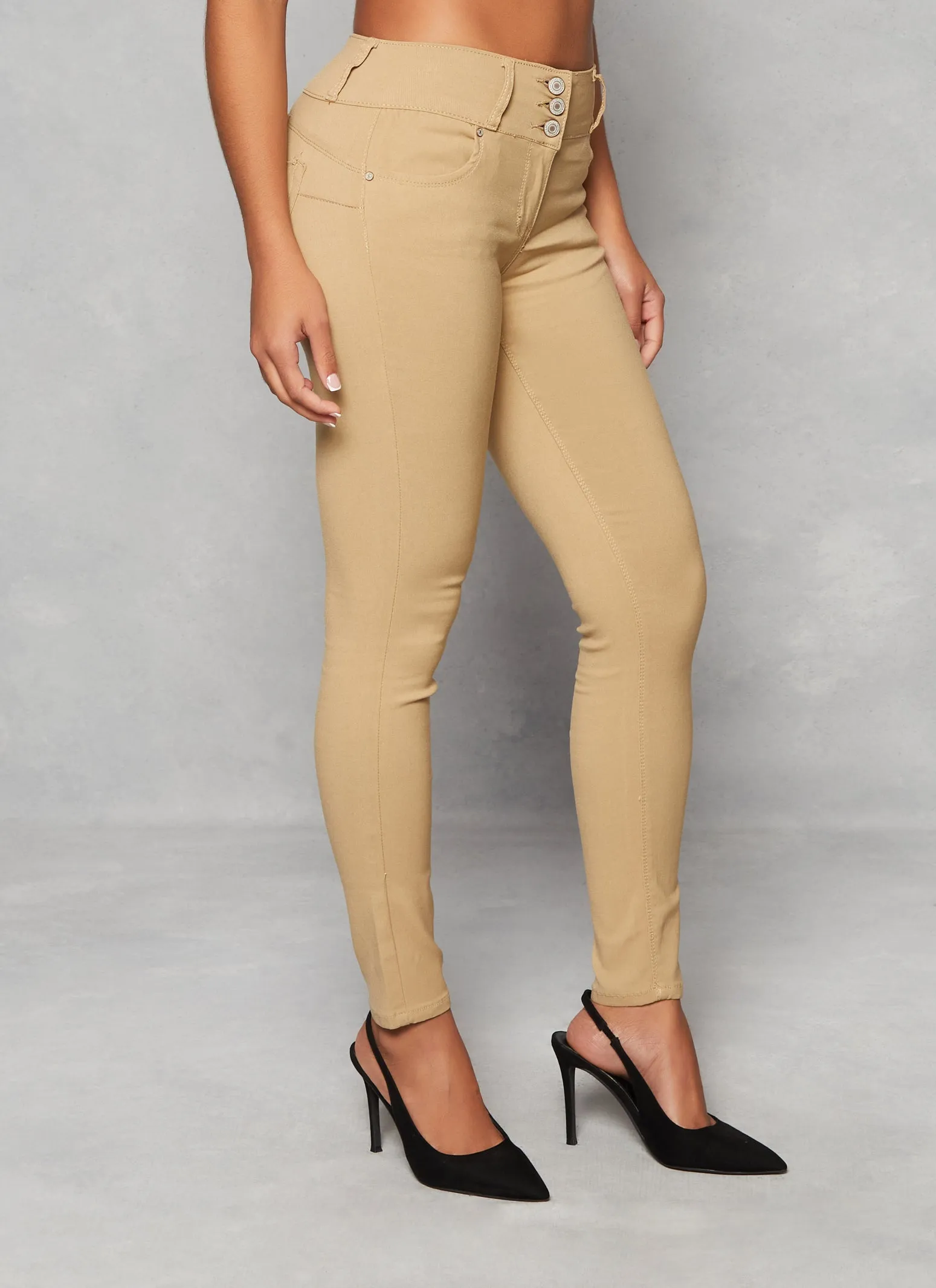 Triple Button High Waist Skinny Leg Pants sold by Rainbow product image thumbnail 2