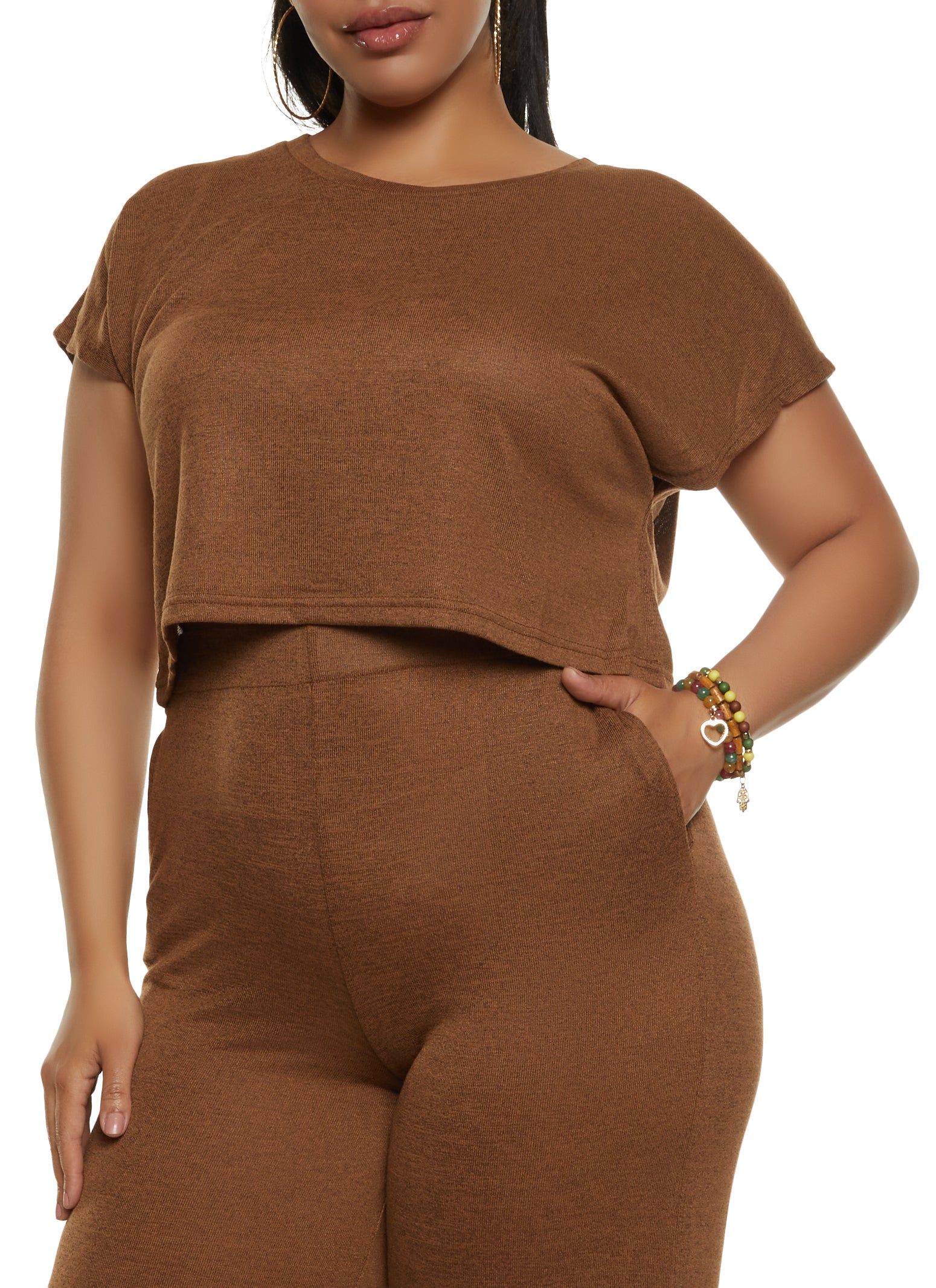 Plus Size Brushed Knit Dolman Sleeve Top sold by Rainbow