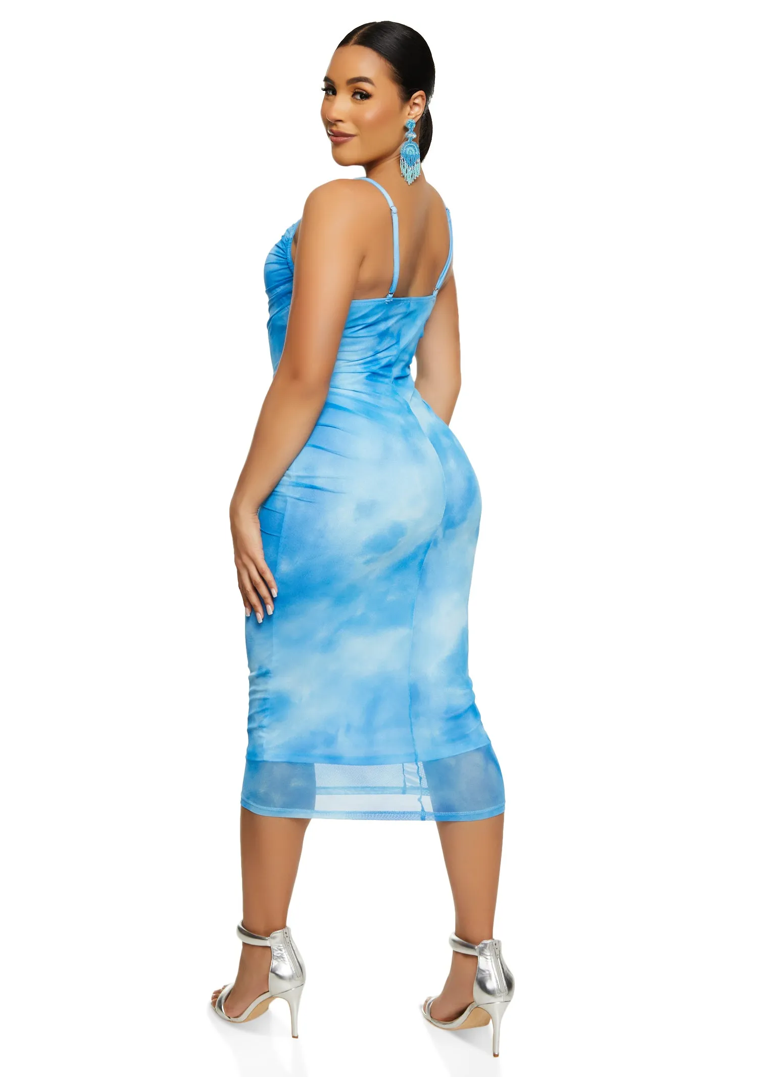 Tie Dye Ruched Detail Mesh Dress sold by Rainbow product image thumbnail 3