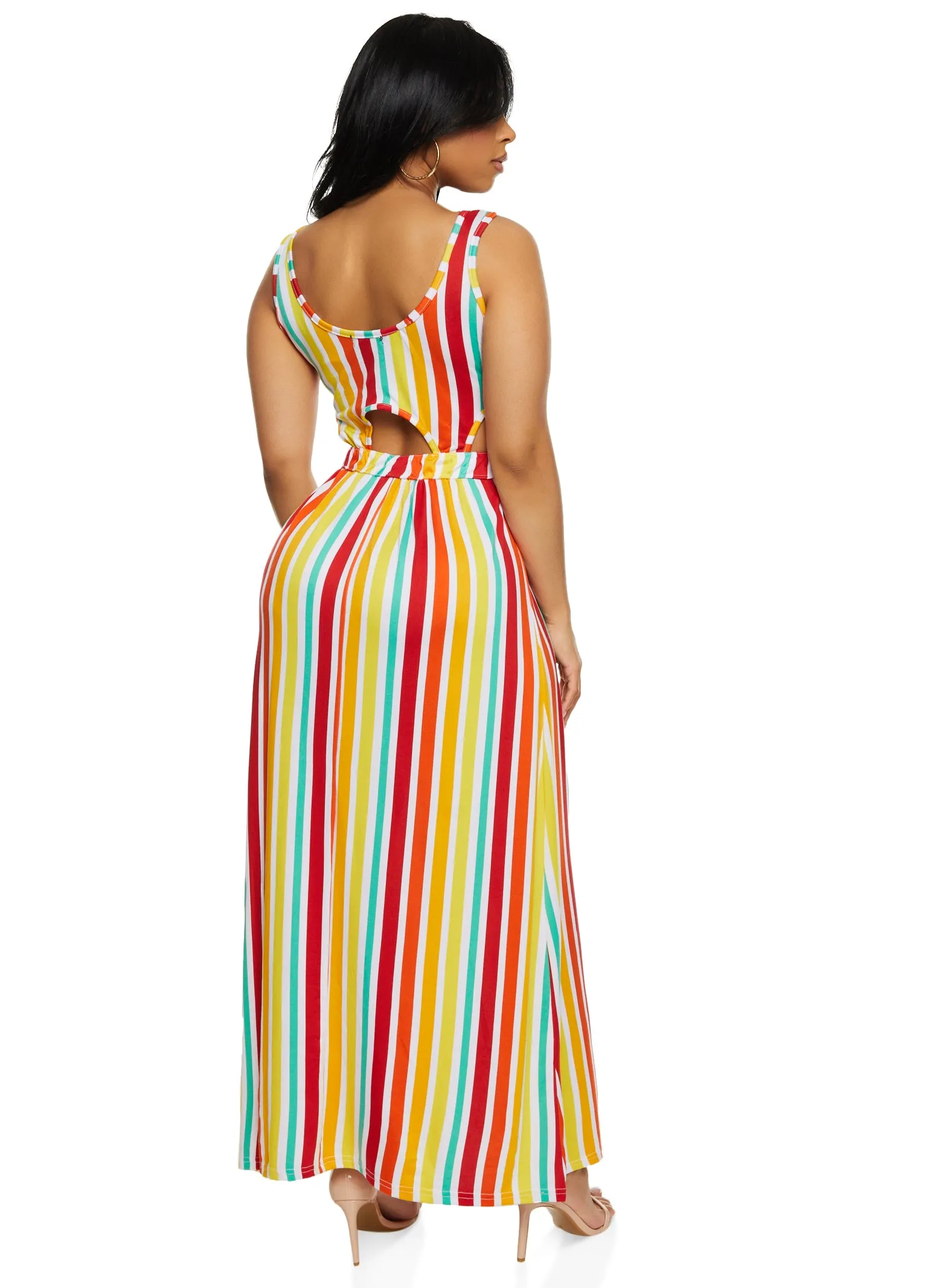 Cut Out Rainbow Striped Maxi Dress sold by Rainbow product image thumbnail 3
