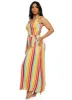 Cut Out Rainbow Striped Maxi Dress sold by Rainbow