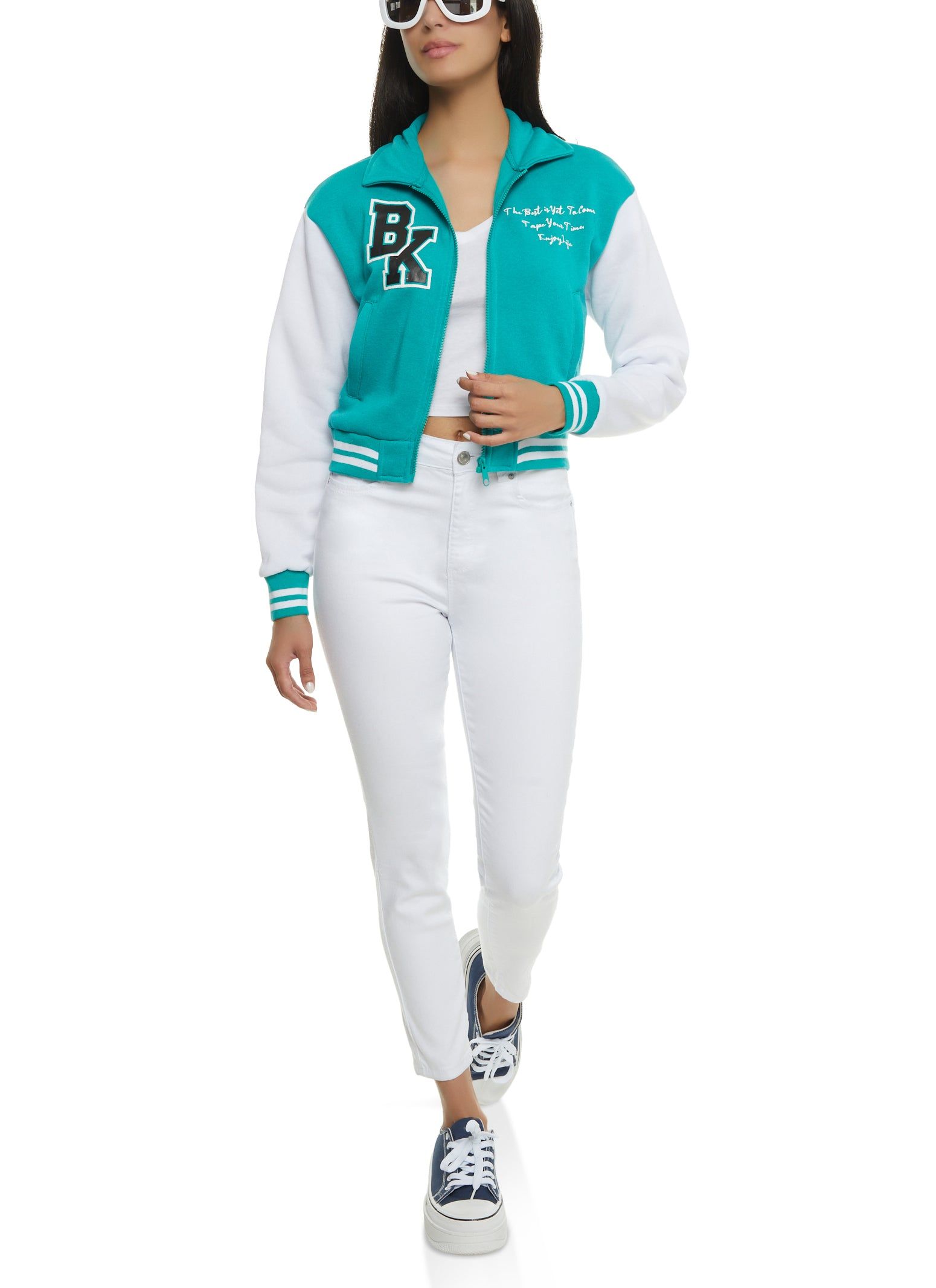 BK Initial Patch Zip Front Varsity Jacket sold by Rainbow product image thumbnail 2