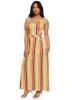 Cut Out Rainbow Striped Maxi Dress sold by Rainbow