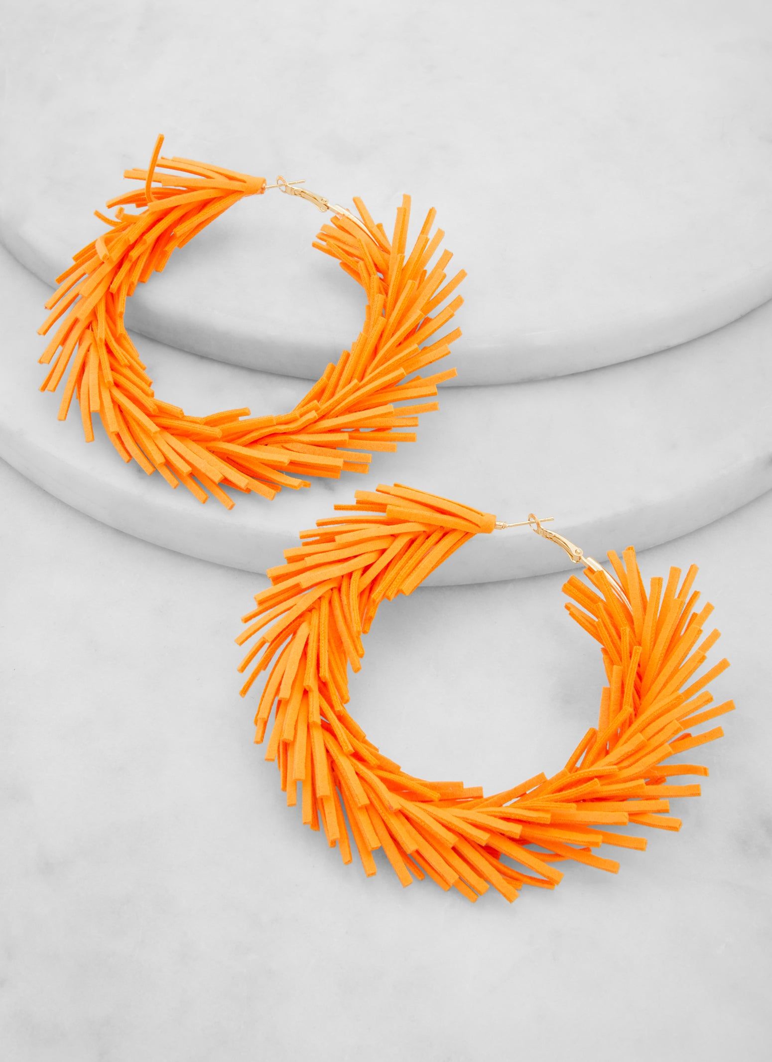 Faux Suede Fringed Hoop Earrings sold by Rainbow product image thumbnail 3