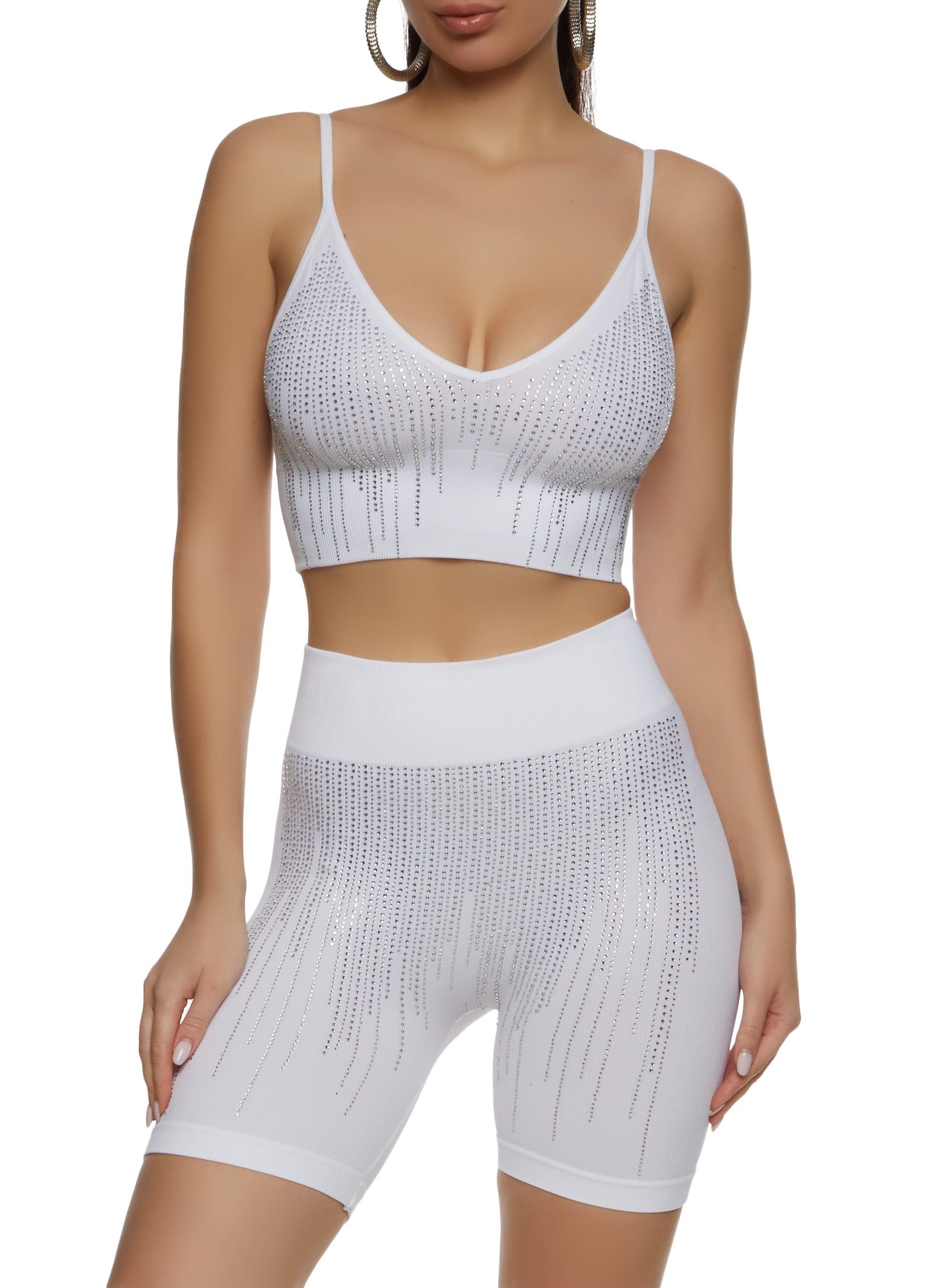 Rhinestone Seamless Crop Top sold by Rainbow