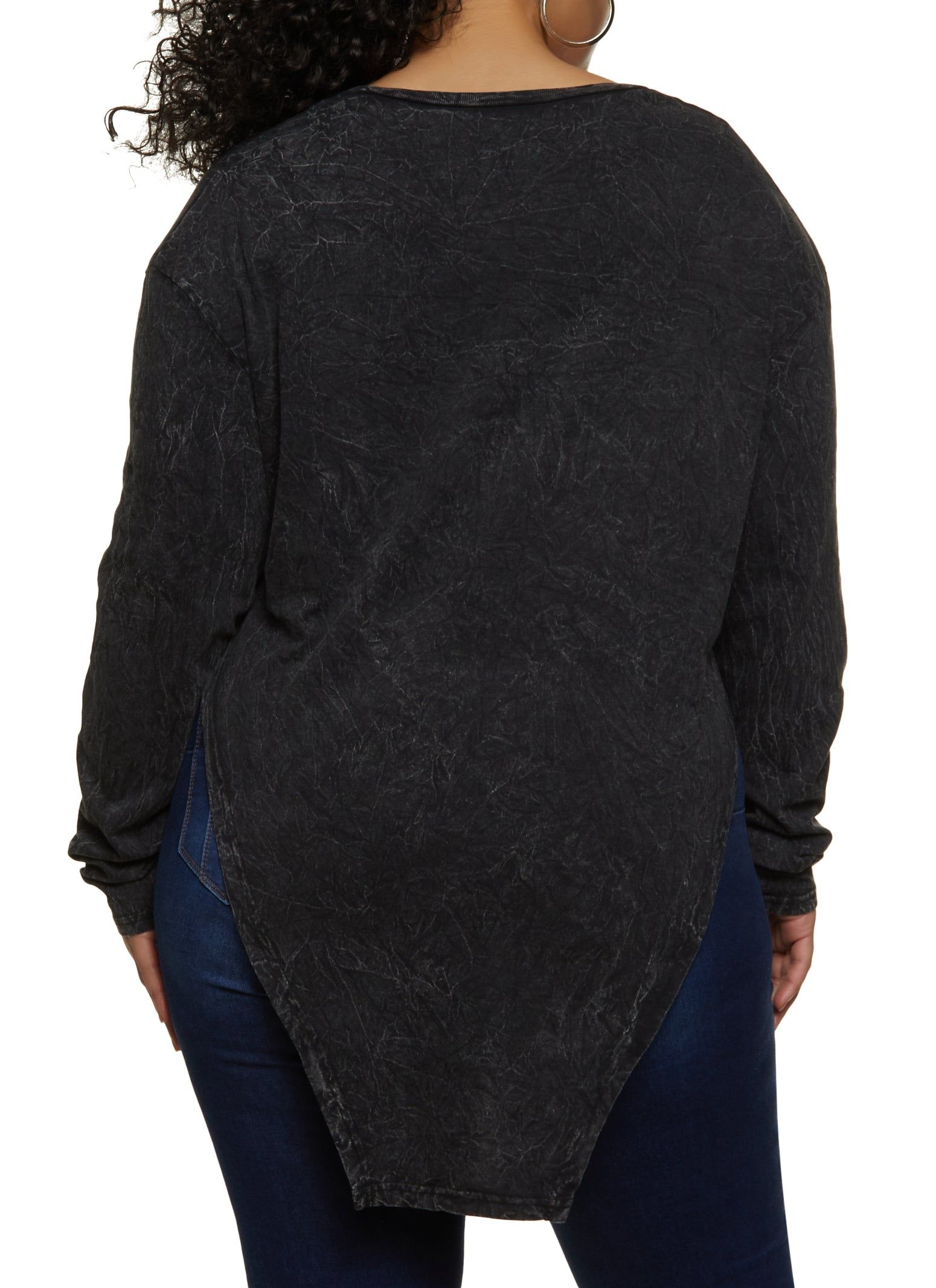 Plus Size Notch Neck Hanky Hem Tee sold by Rainbow product image thumbnail 2