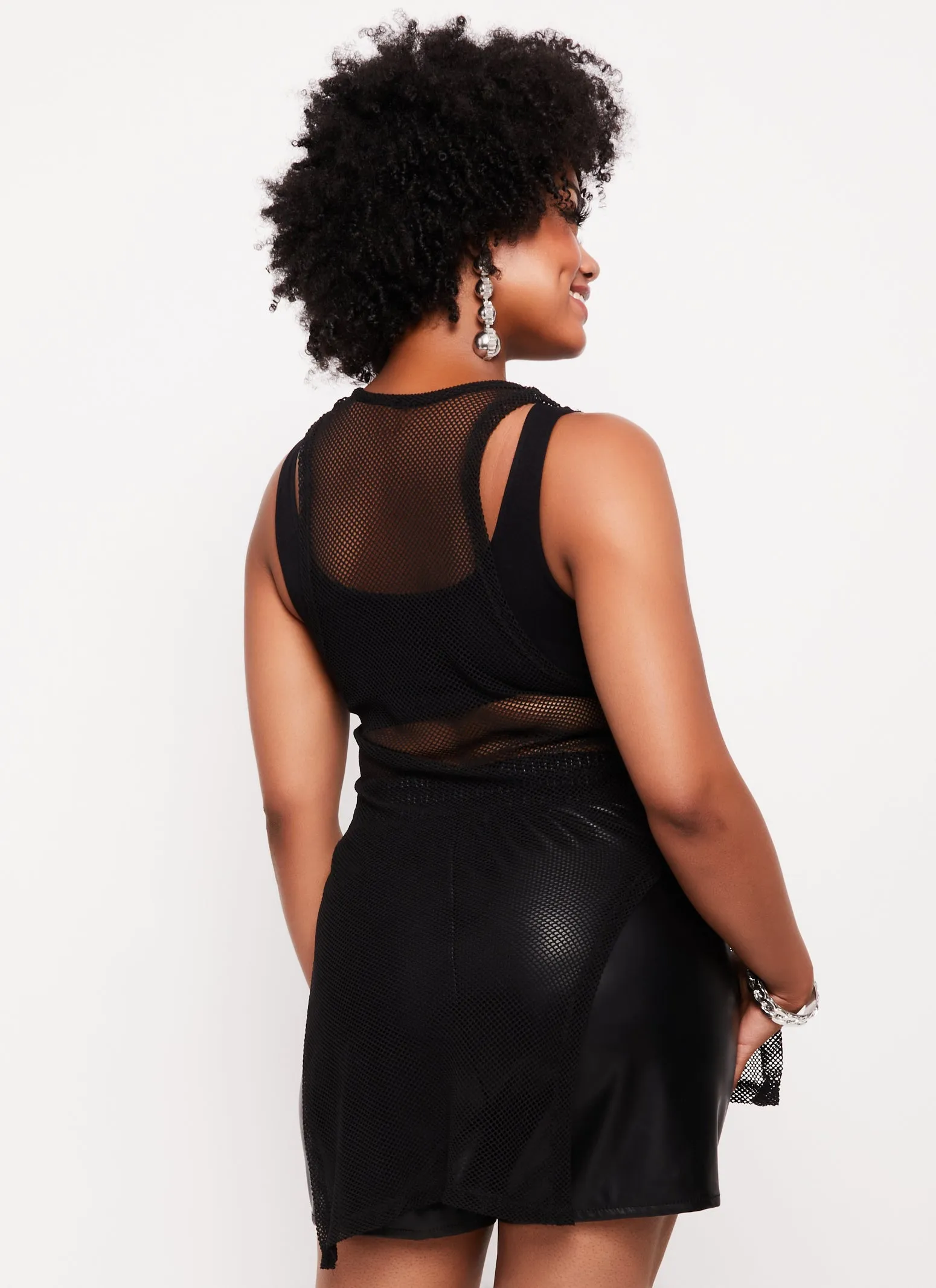 Plus Size Fishnet Side Slit Tank Top sold by Rainbow product image thumbnail 3