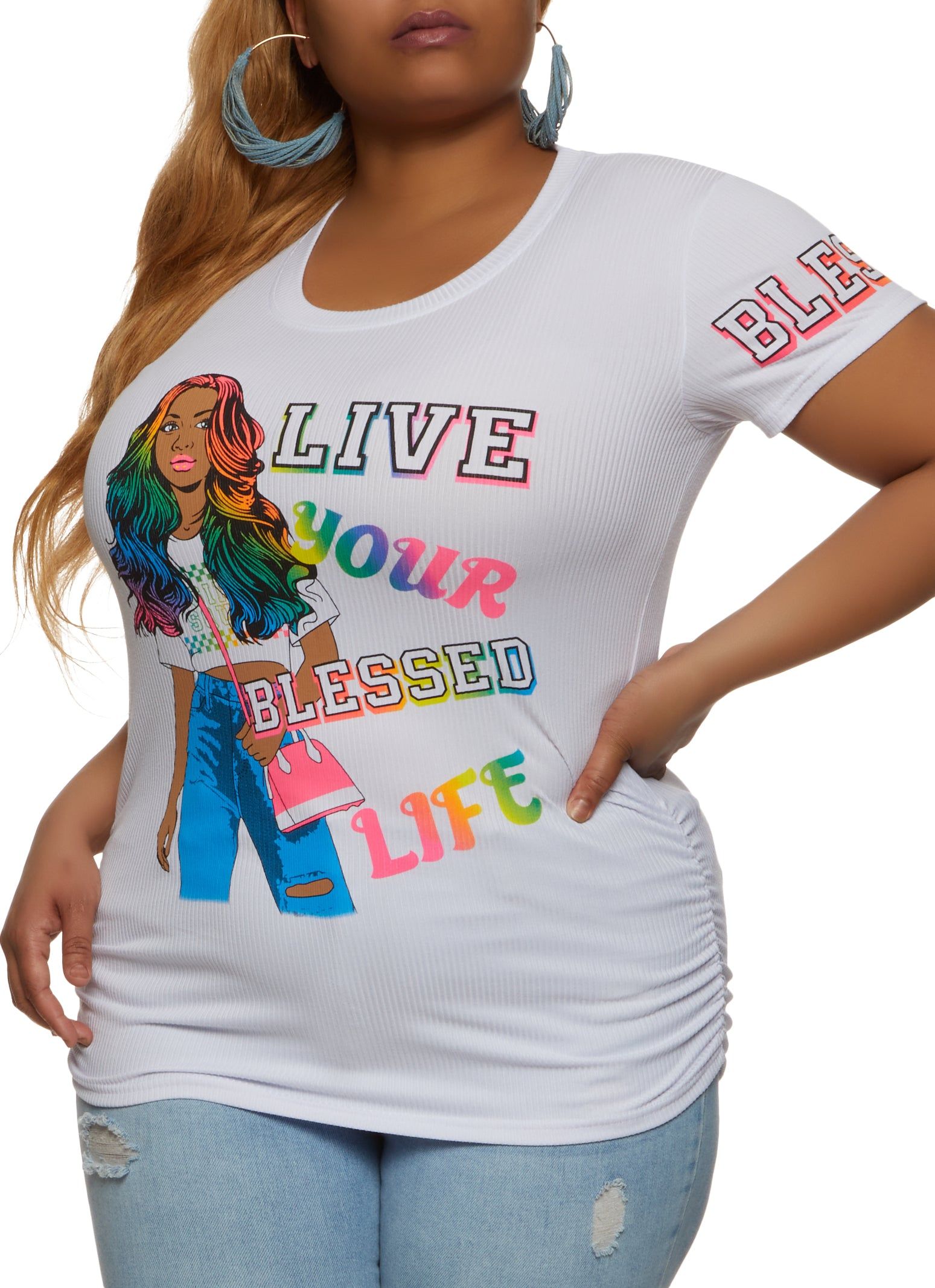 Plus Size Live Your Blessed Life Graphic Tee sold by Rainbow