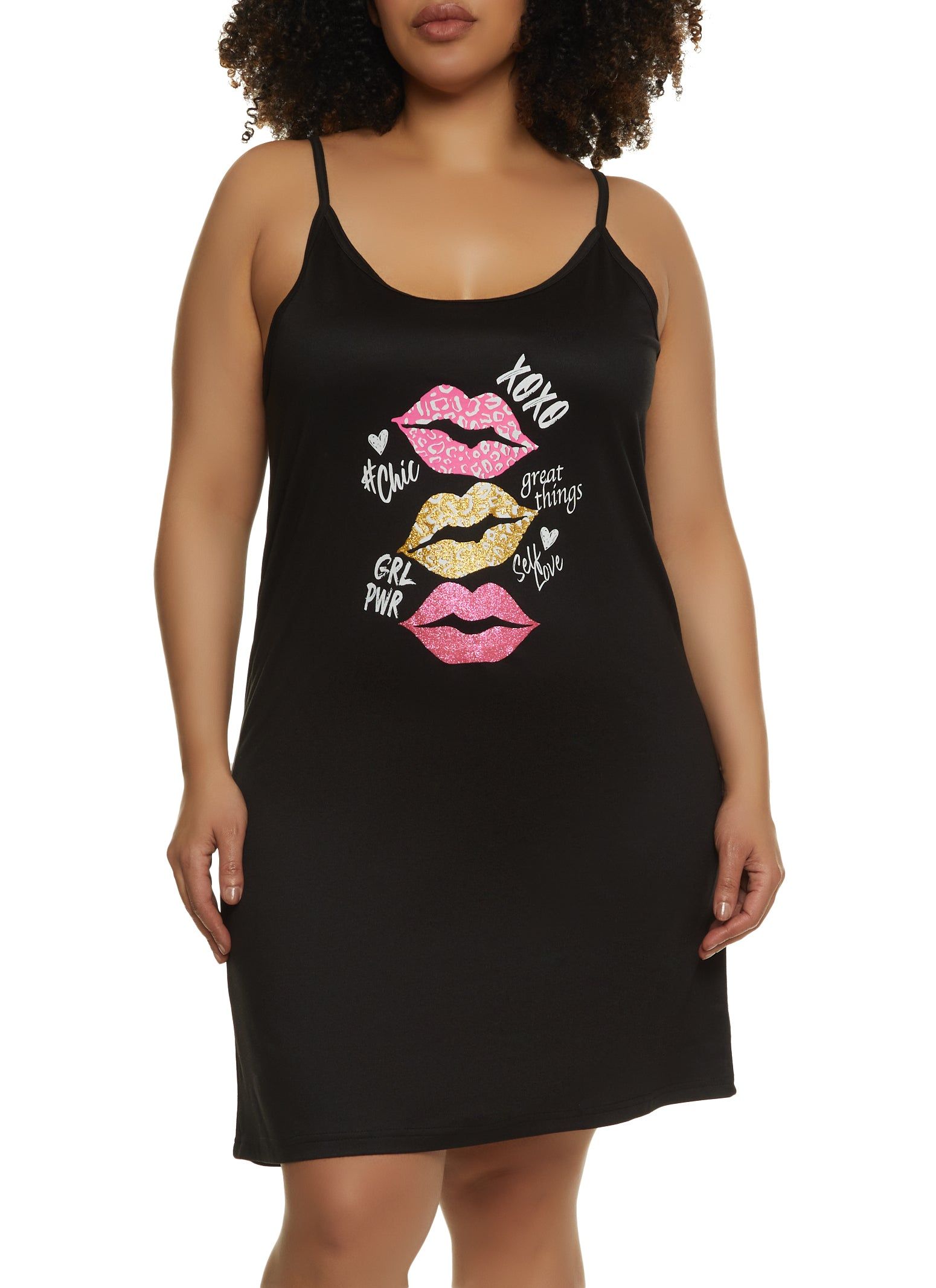 Plus Size Lip Graphic Print Nightgown with Robe sold by Rainbow product image thumbnail 3