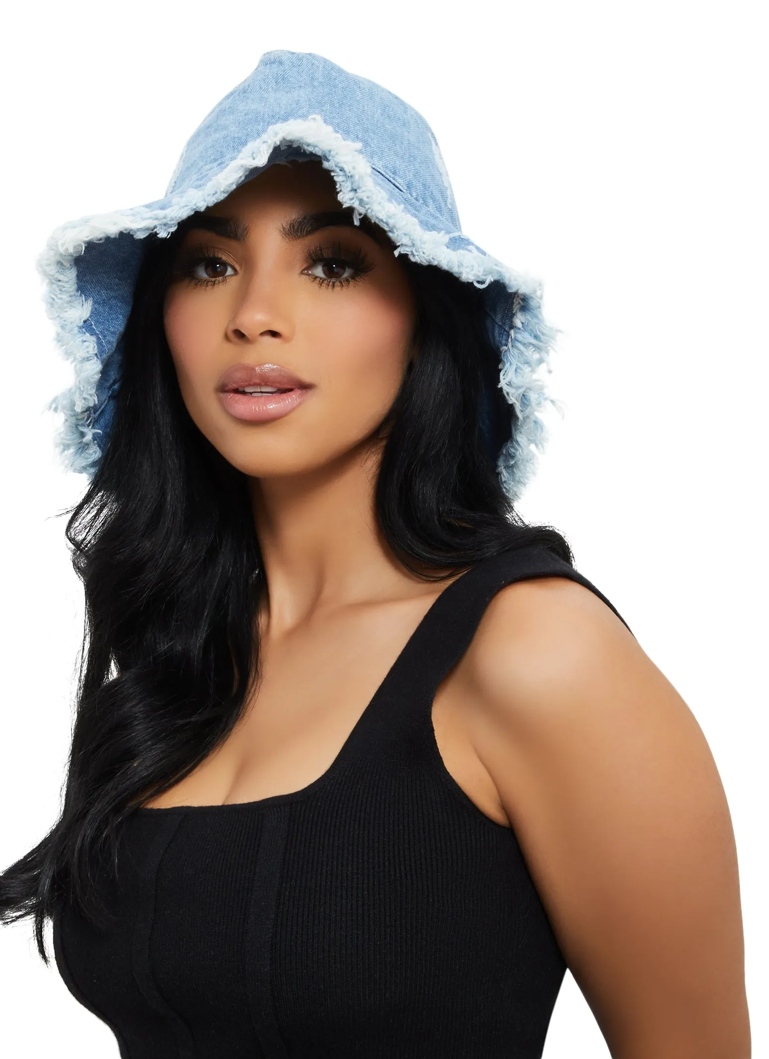 Frayed Denim Bucket Hat sold by Rainbow
