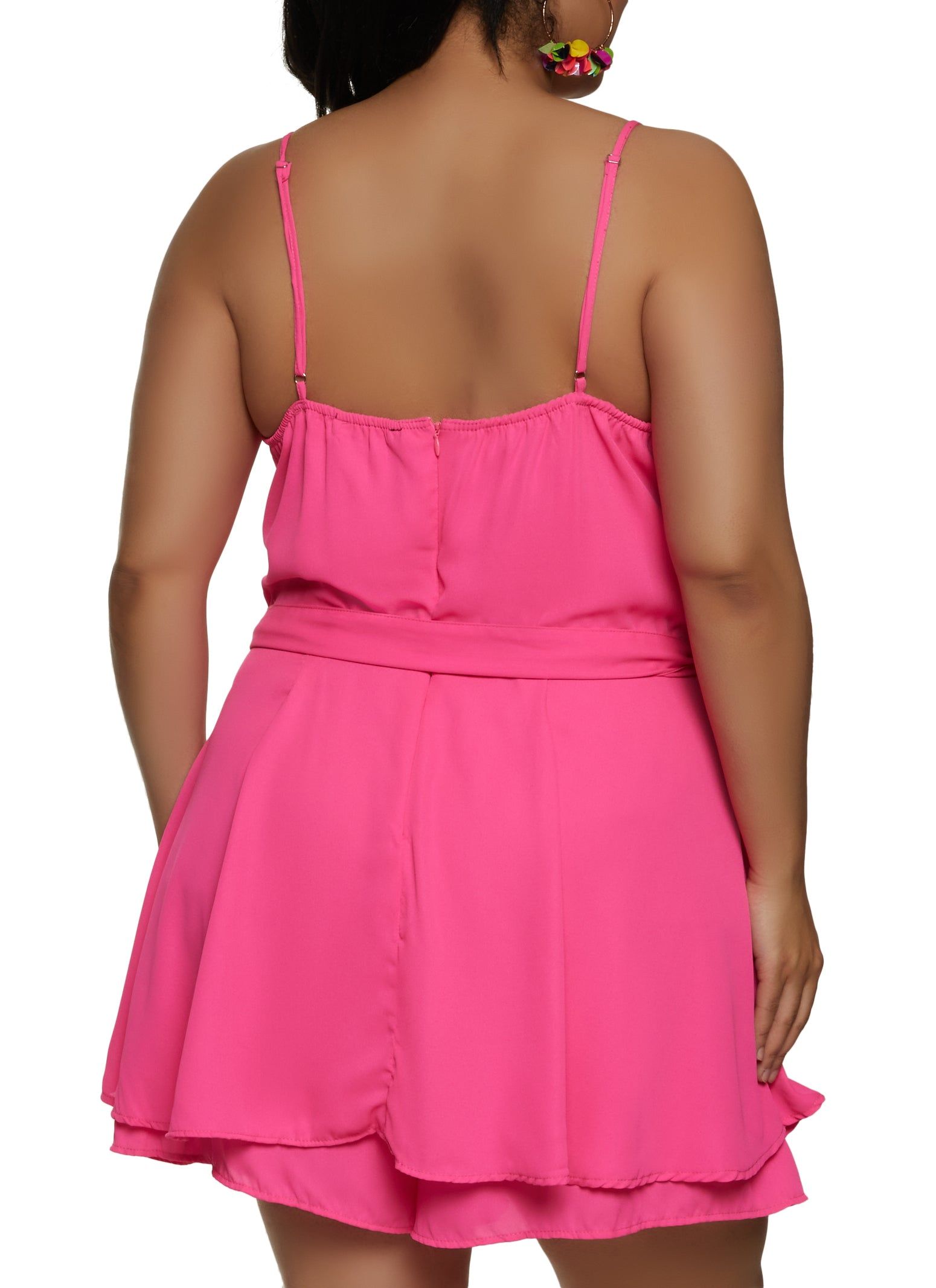 Plus Size Tie Waist Faux Wrap Romper sold by Rainbow product image thumbnail 2