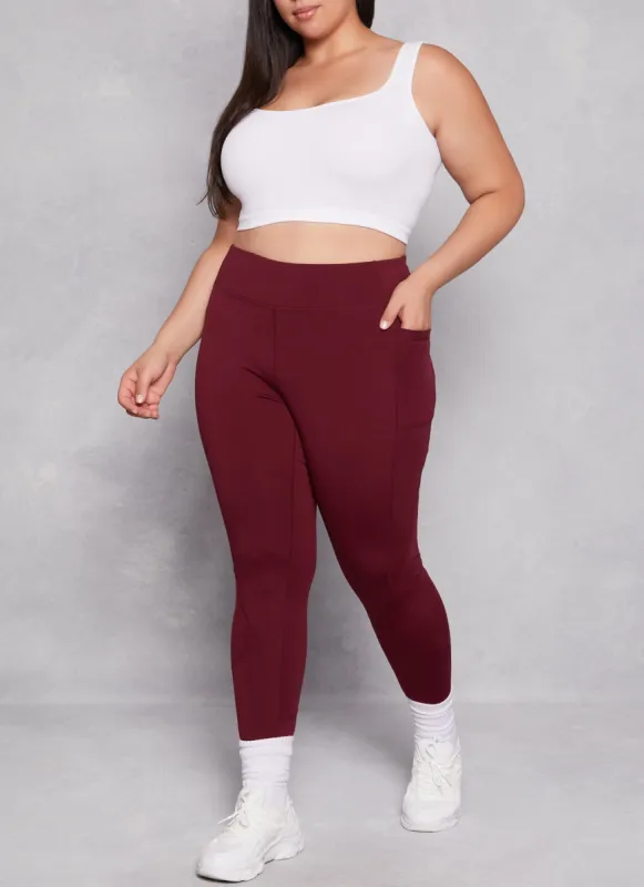 Plus Size Side Pocket High Waist Leggings sold by Rainbow