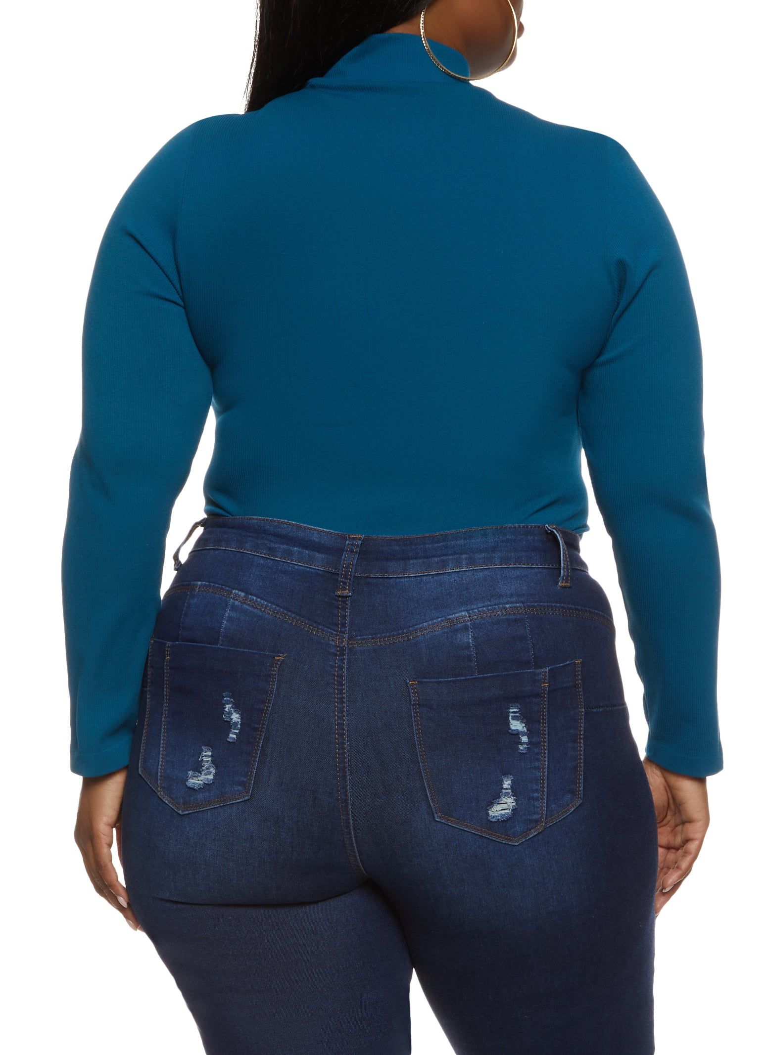 Plus Size Long Sleeve Mock Neck Bodysuit sold by Rainbow product image thumbnail 3