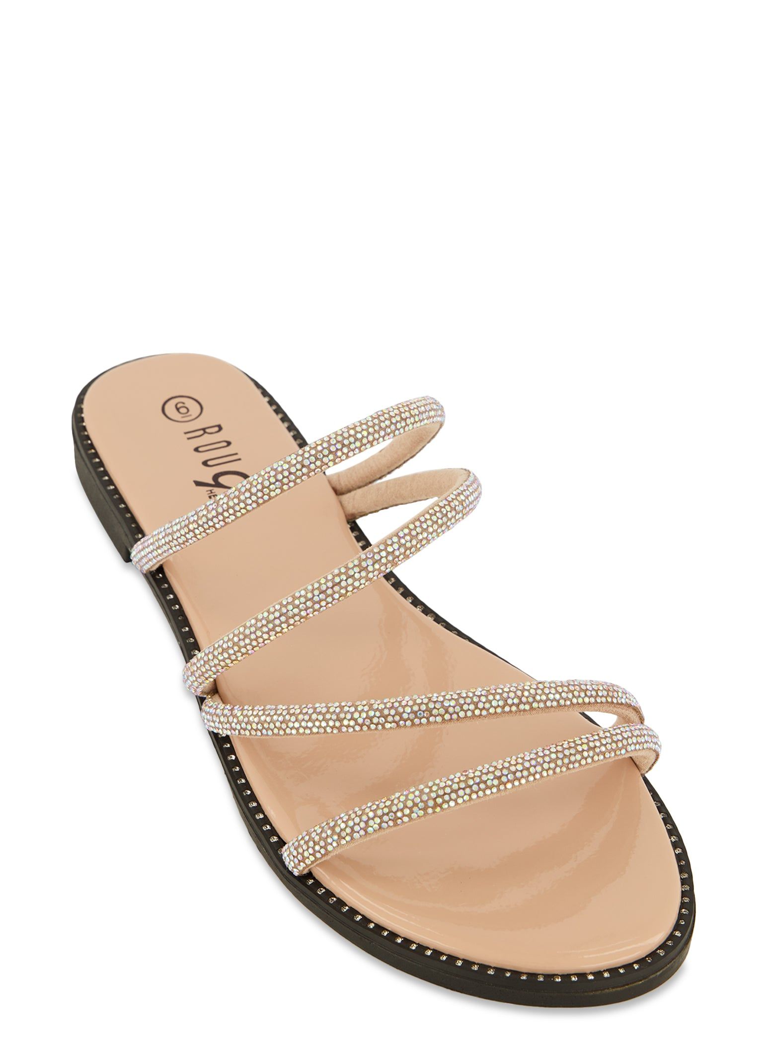 Open Toe Strappy Rhinestone Slide Sandals sold by Rainbow