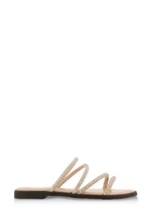 Open Toe Strappy Rhinestone Slide Sandals sold by Rainbow