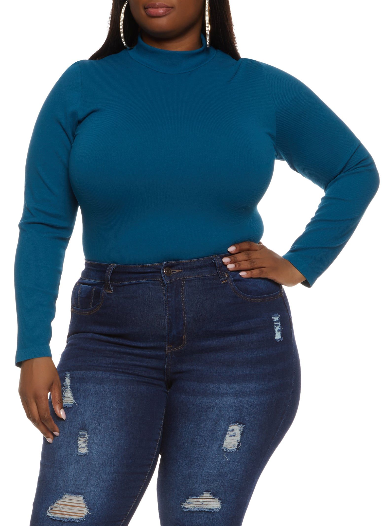 Plus Size Long Sleeve Mock Neck Bodysuit sold by Rainbow product image thumbnail 2