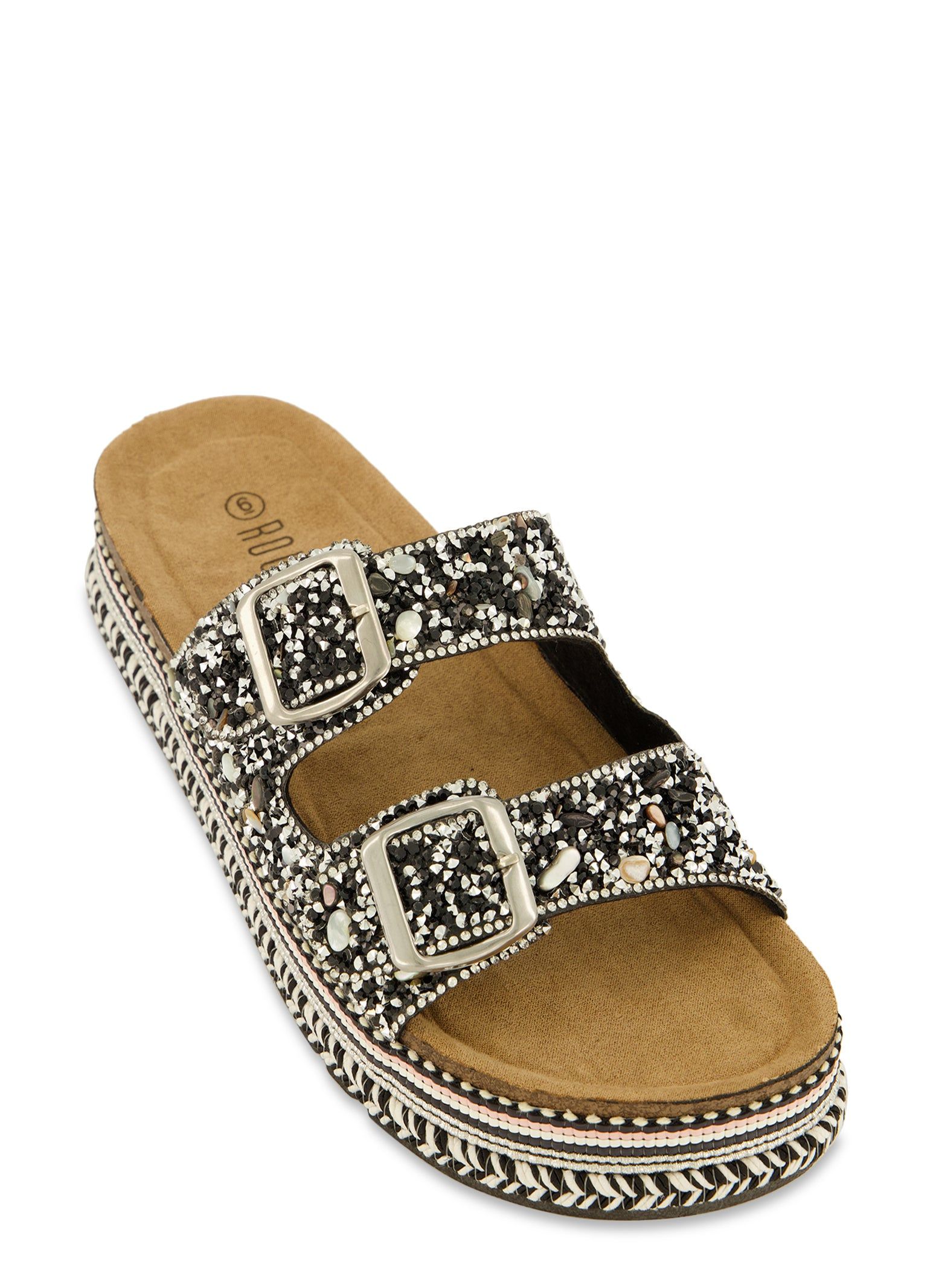 Studded Rhinestone Footbed Sandals sold by Rainbow