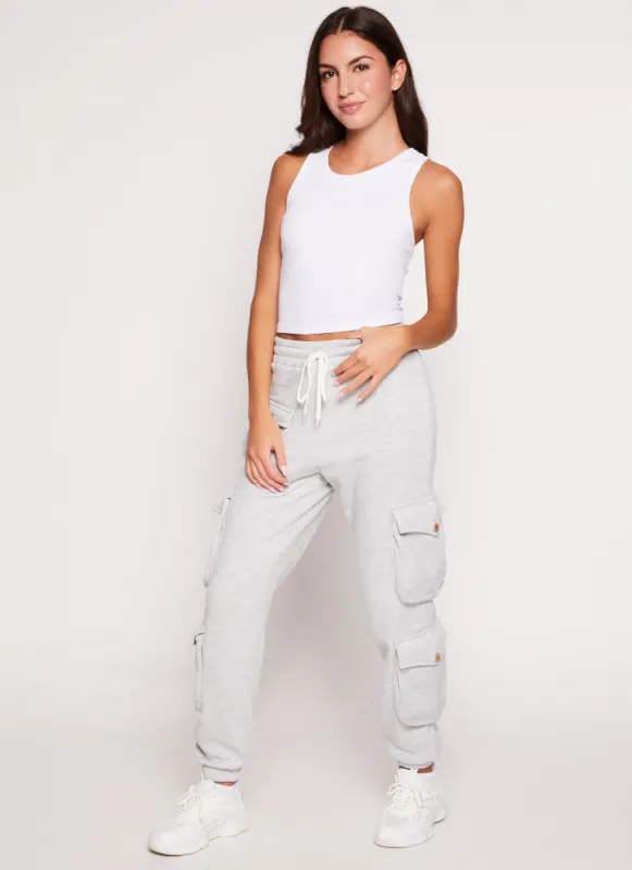 Fleece Cargo Pocket Drawstring Joggers sold by Rainbow