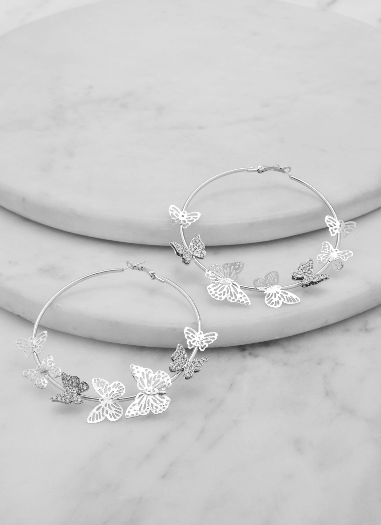 Metallic Butterfly Hoop Earrings sold by Rainbow product image thumbnail 2