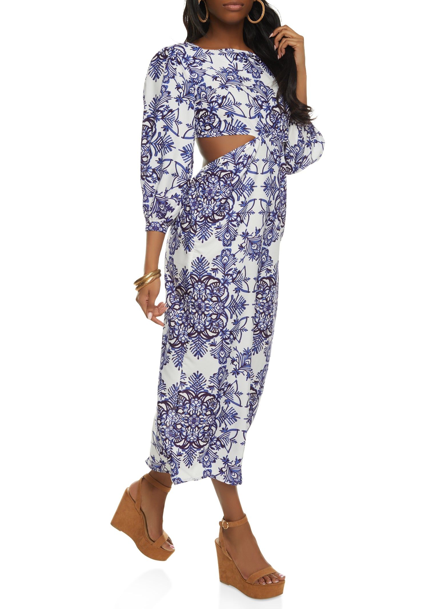 Border Print Tie Back Maxi Dress sold by Rainbow product image thumbnail 2