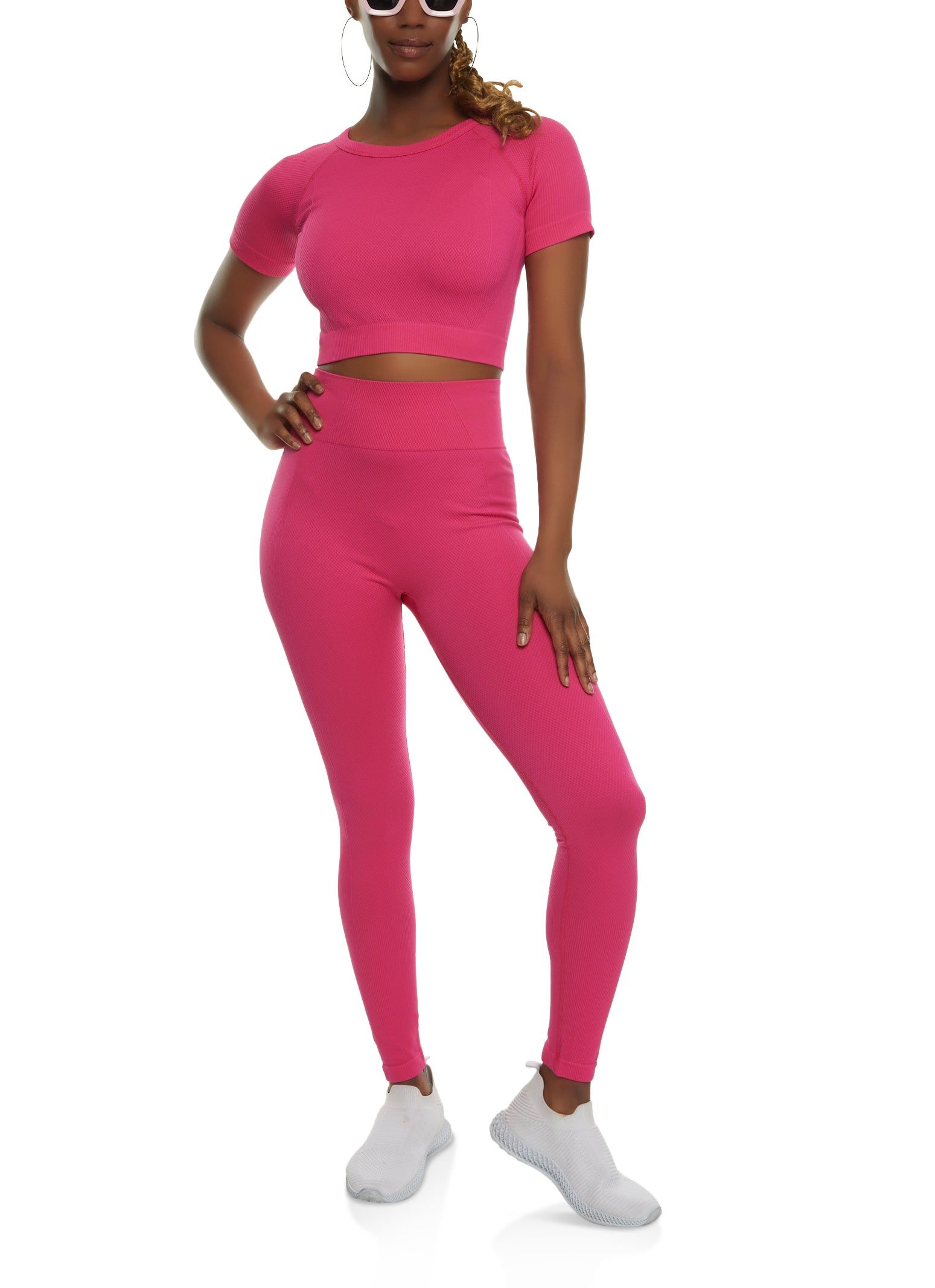 Seamless Textured Crew Neck Crop Top sold by Rainbow product image thumbnail 2