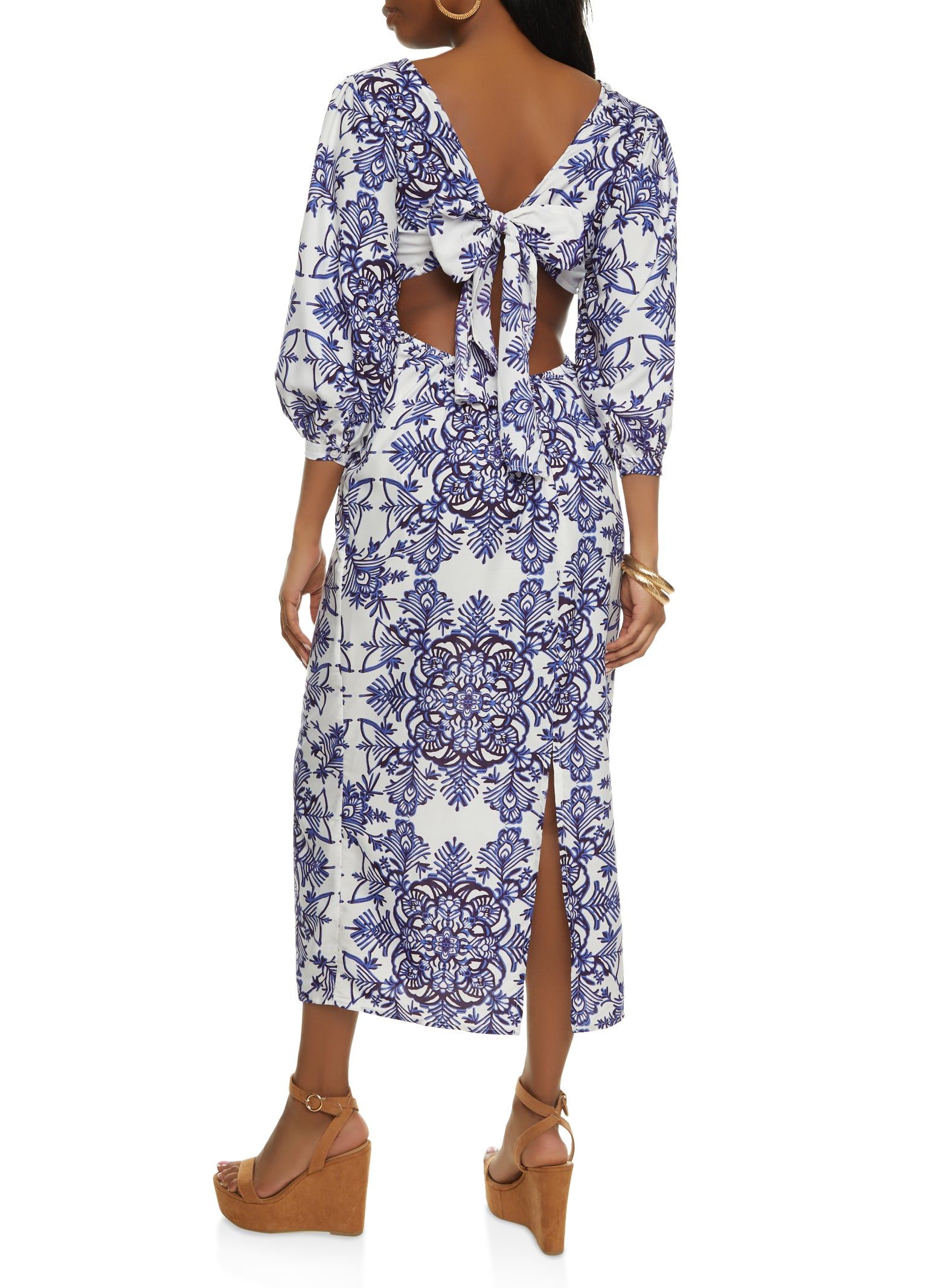 Border Print Tie Back Maxi Dress sold by Rainbow product image thumbnail 3