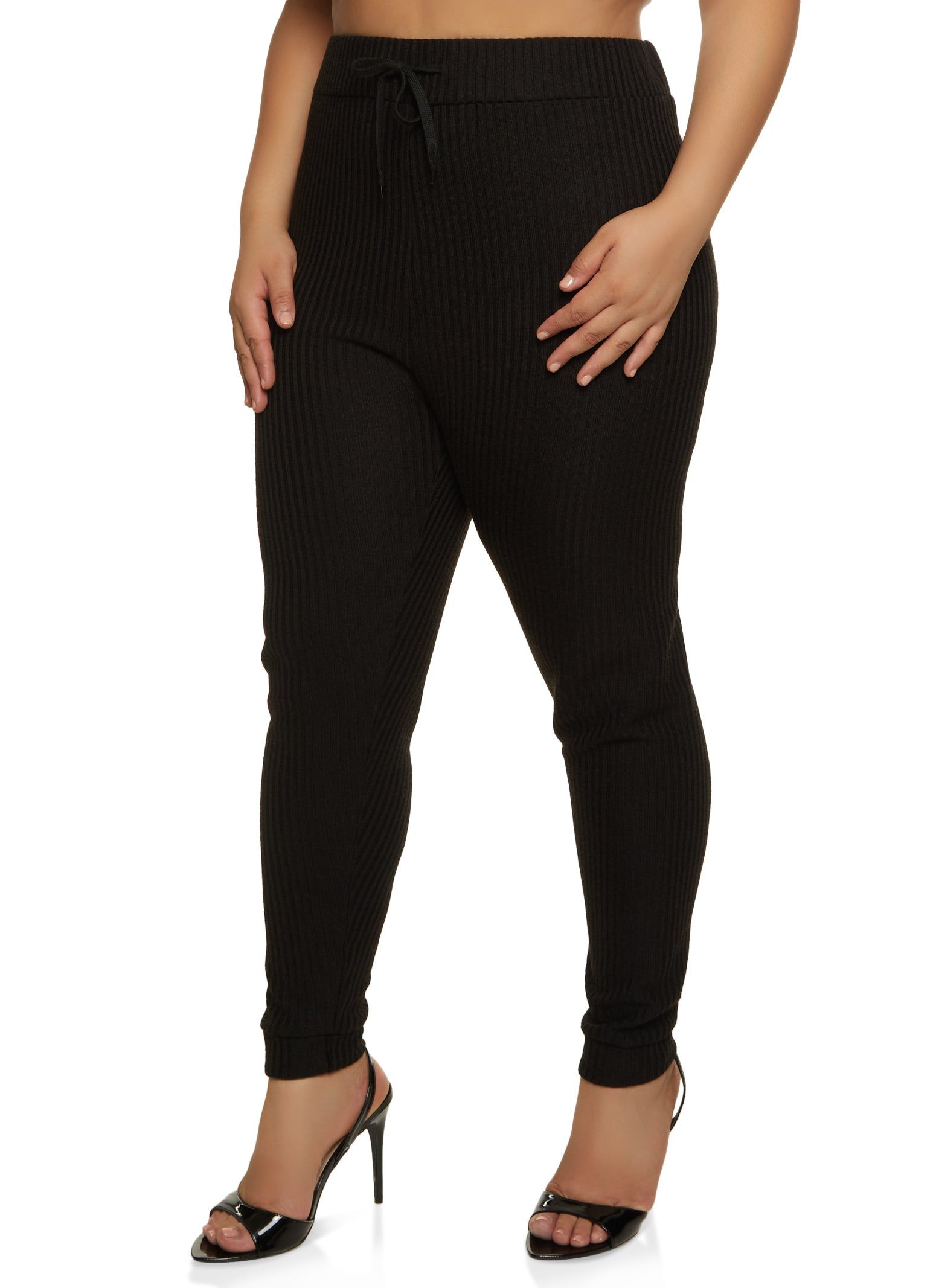 Plus Size Ribbed Knit High Waisted Leggings sold by Rainbow