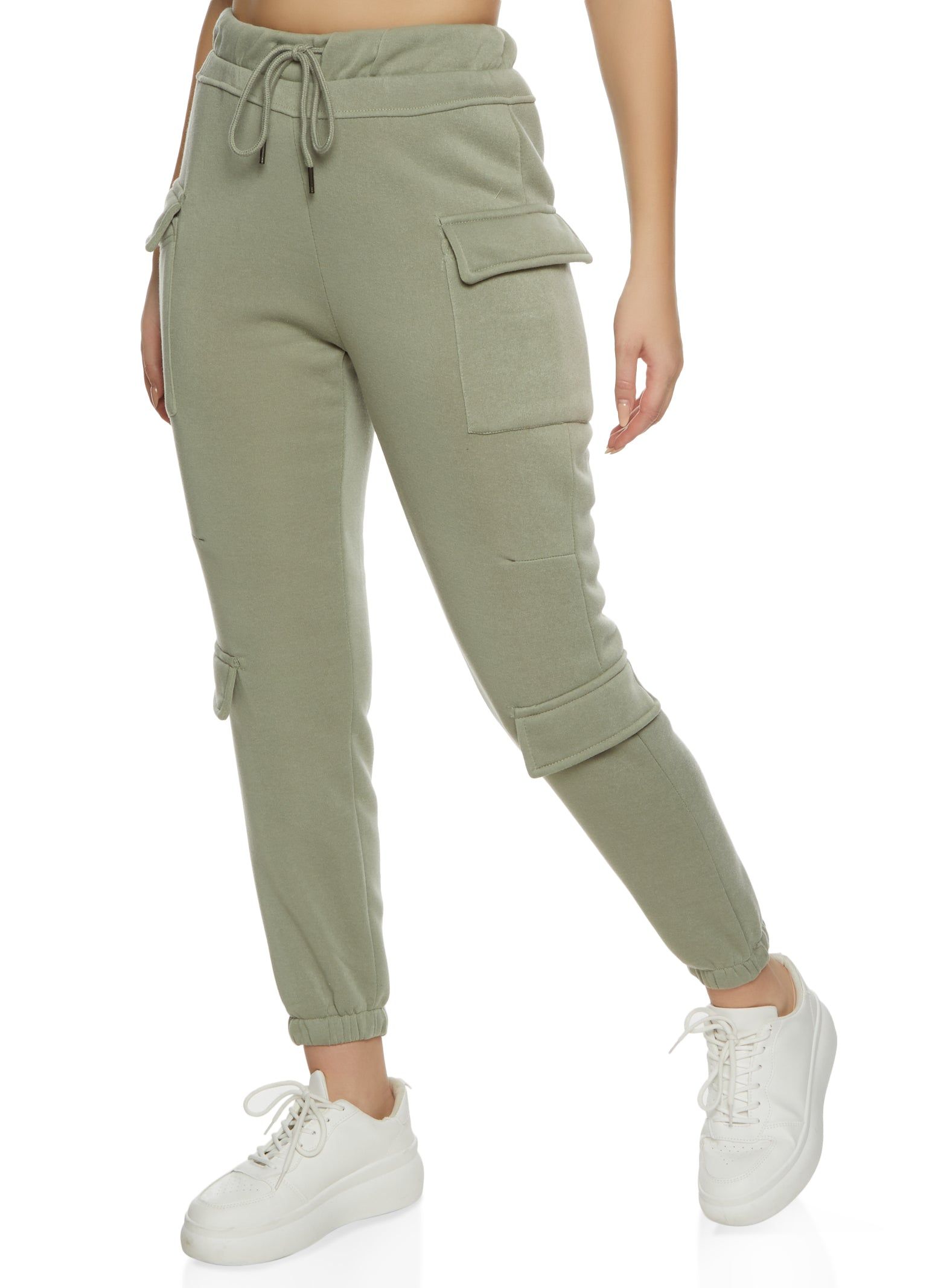 Fleece Drawstring Flap Pocket Sweatpants sold by Rainbow