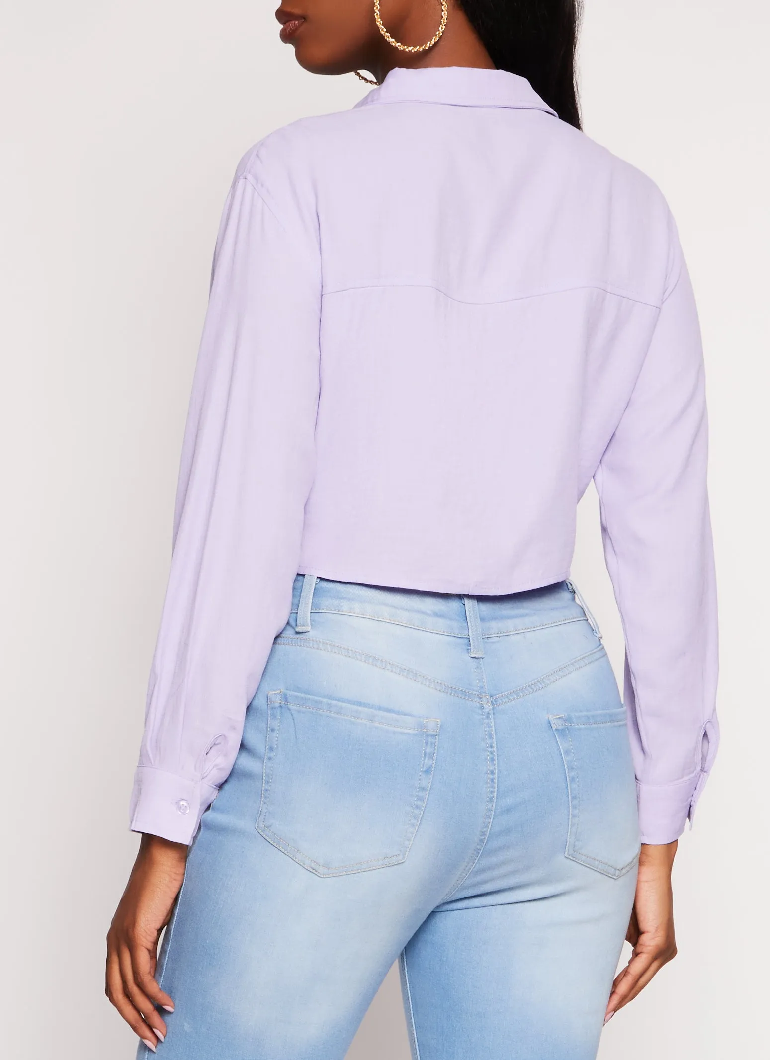 Poplin Cropped Button Front Shirt sold by Rainbow product image thumbnail 3