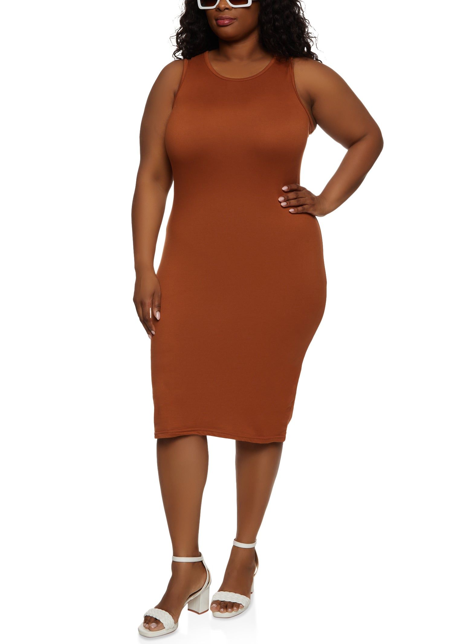 Plus Size Laser Cut Back Tank Dress sold by Rainbow