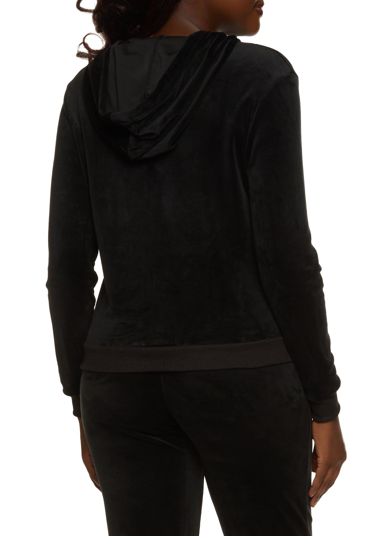 Solid Velour Zip Front Hoodie sold by Rainbow product image thumbnail 3