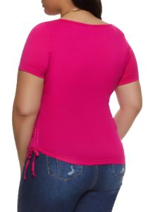 Plus Size Scoop Neck Ruched Side T Shirt sold by Rainbow